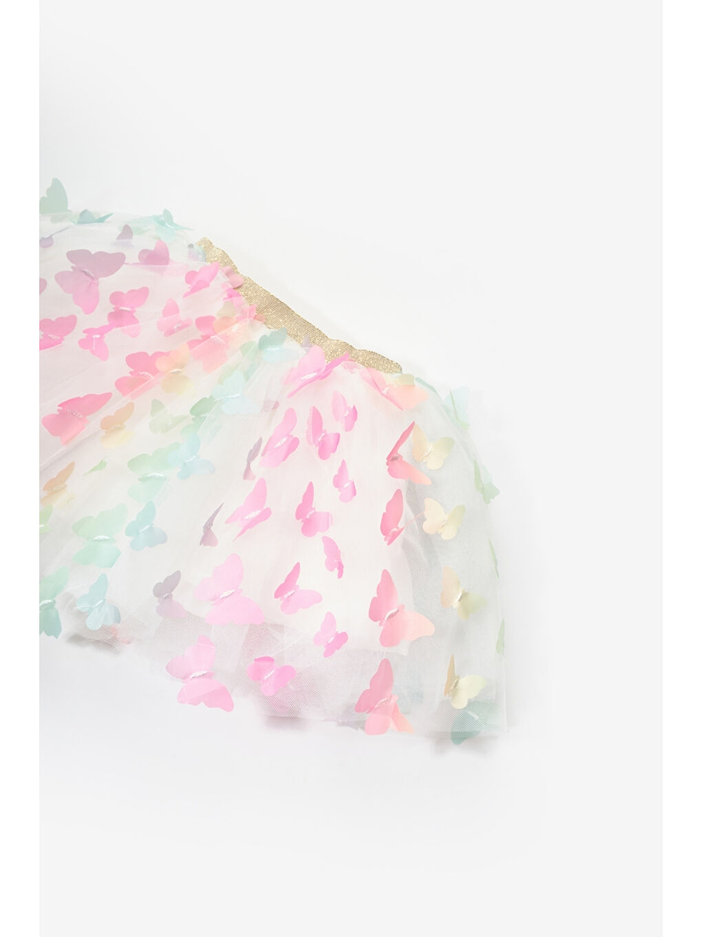 Karışık Çok Renkli Kelebek Aplikeli Kız Çocuk Tül Etek - Pauline-3
