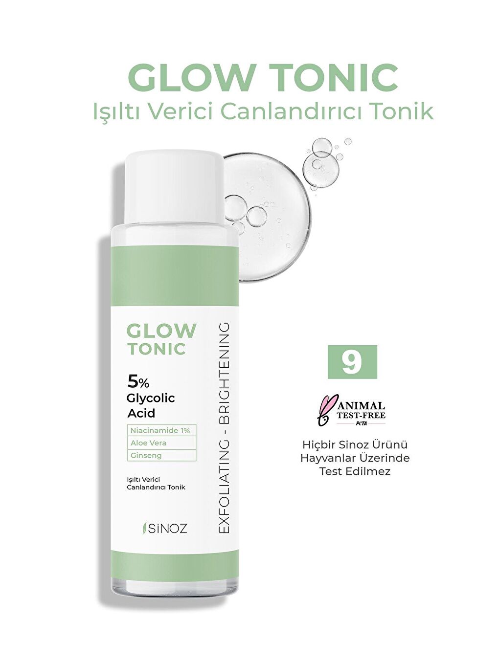 Sinoz Şeffaf Gözenek Sıkılaştırıcı Arındırıcı Canlandırıcı Peeling Etkili Glow Tonik Glycolic Acid %5 200 ml - 3