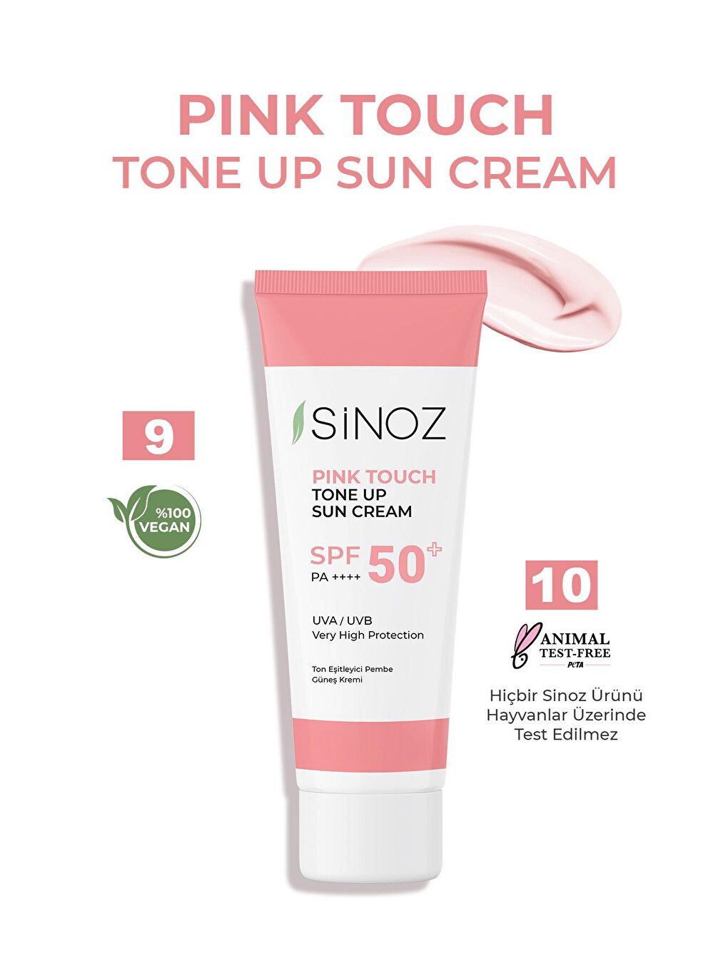 Sinoz Pembe Pink Touch SPF 50+ Ton Eşitleyici Pembe Yüz Güneş Kremi 50 ml Tüm Ciltler İçin - 3