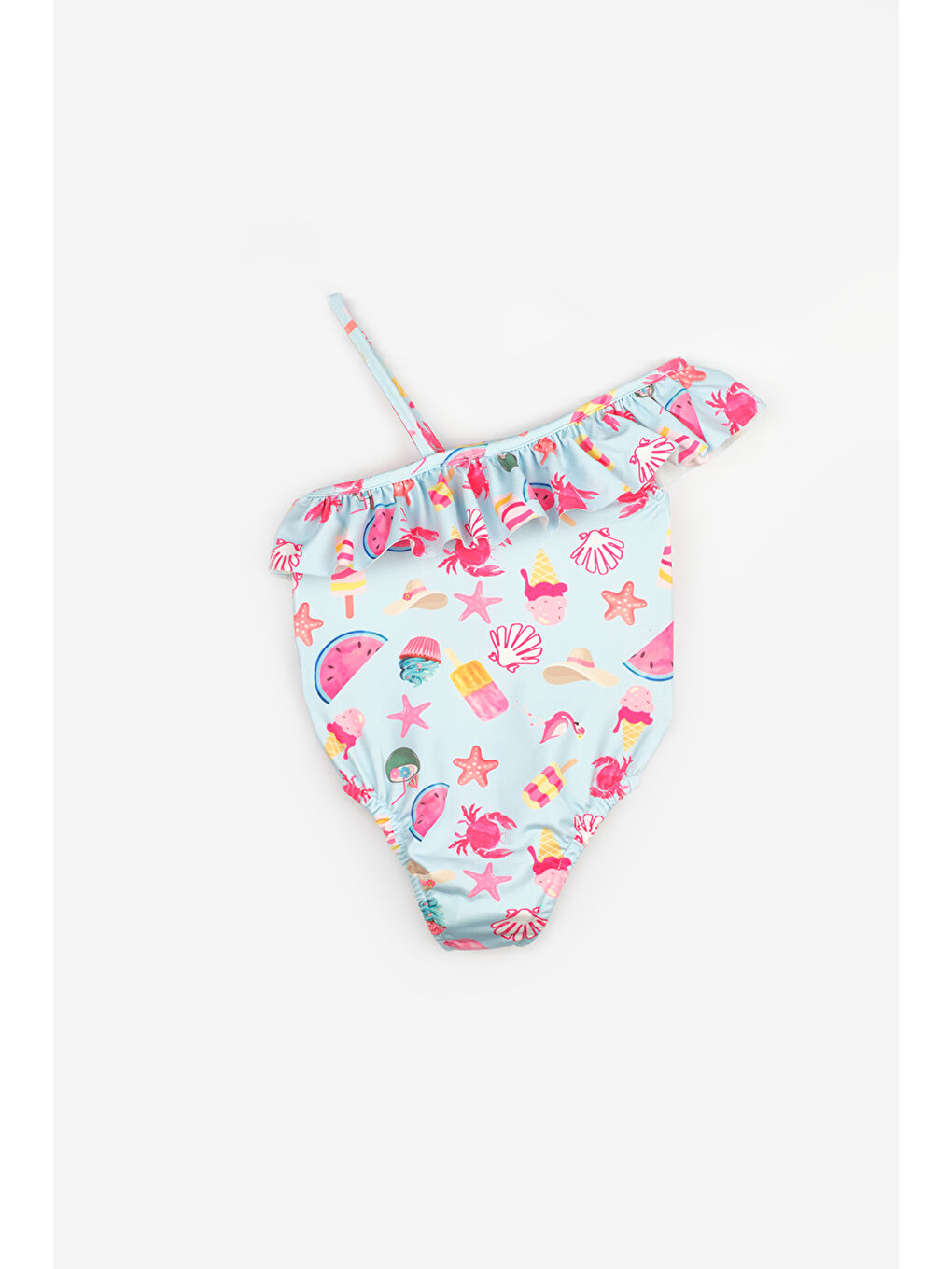 Mavi Dondurma Desenli Kız Çocuk Mayo-1