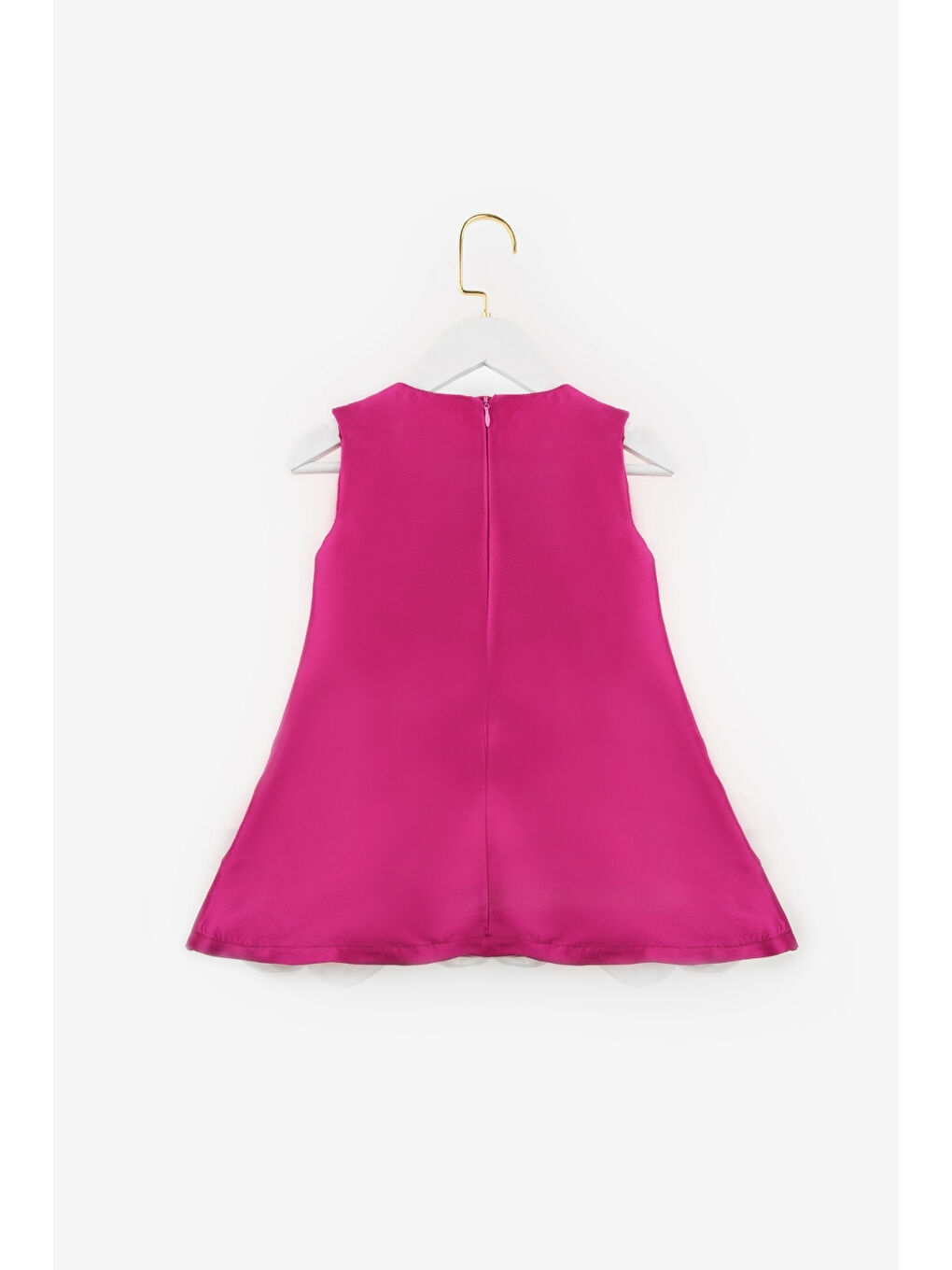 Fuşya Etek Ucu Gül Detaylı Kız Çocuk Elbise - Paola-2