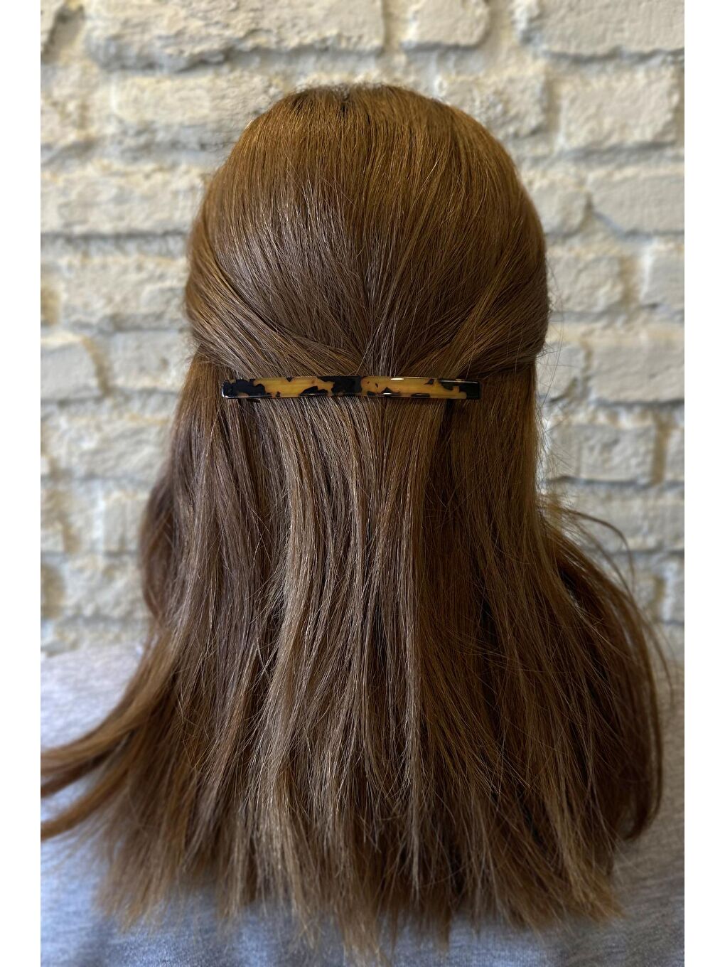 Kahverengi Plain Lüks Akrilik Kaplumbağa Sırtı Otomatik Saç Tokası-4