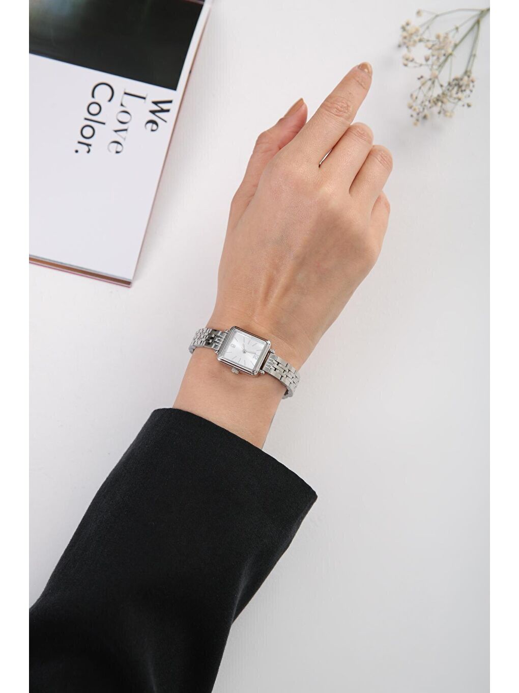 Gri GÜMÜŞ Dikdörtgen Kadranlı Minimal Kol Saati