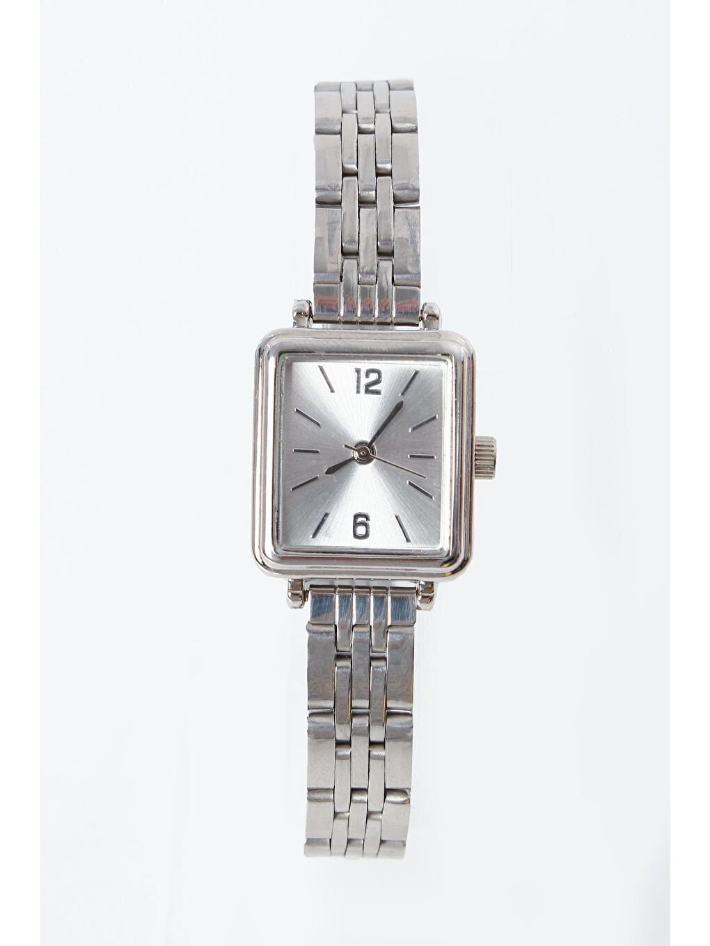 Gri GÜMÜŞ Dikdörtgen Kadranlı Minimal Kol Saati-1