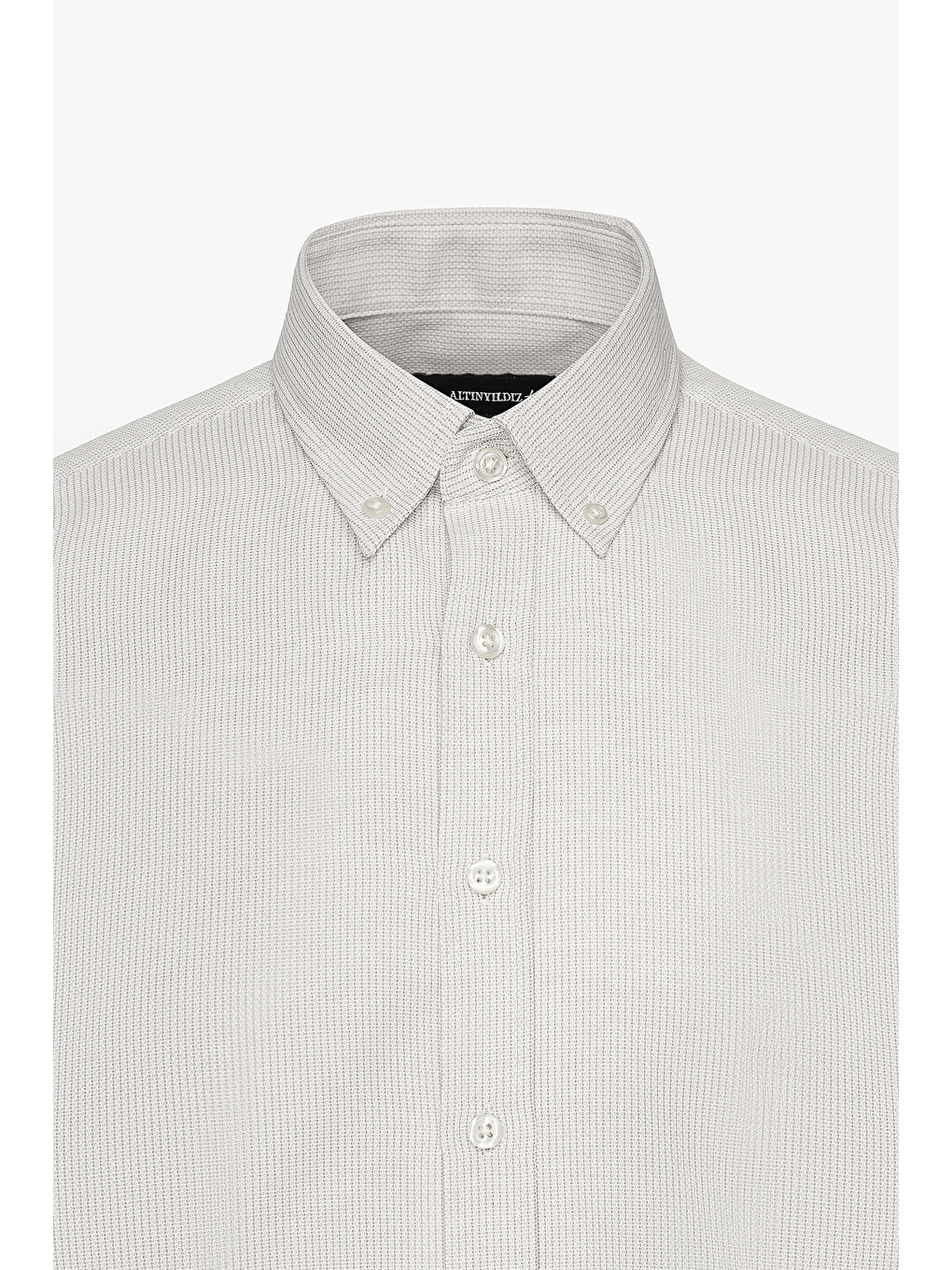 Erkek Bej Slim Fit Dar Kesim Düğmeli Yaka Armürlü Pamuklu Gömlek-6