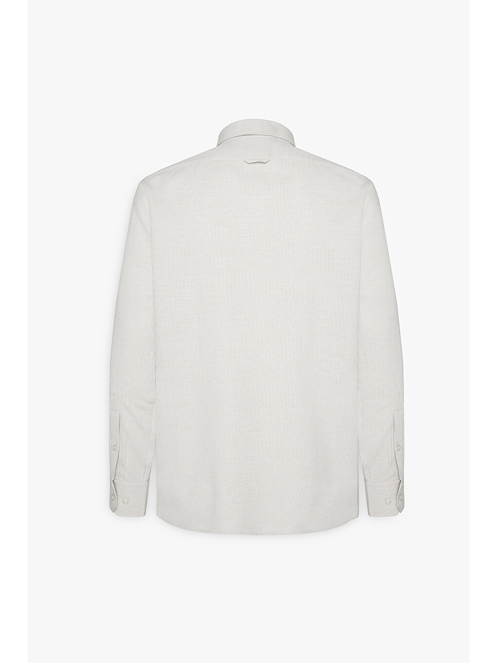 Erkek Bej Slim Fit Dar Kesim Düğmeli Yaka Armürlü Pamuklu Gömlek-8