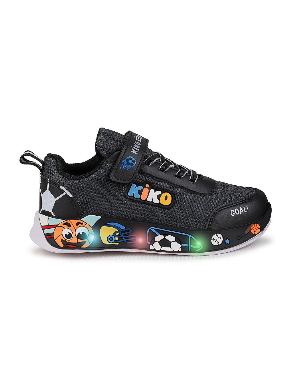 Siyah Velcro Işıklı Günlük Cırtlı Erkek Çocuk Spor Ayakkabı-3