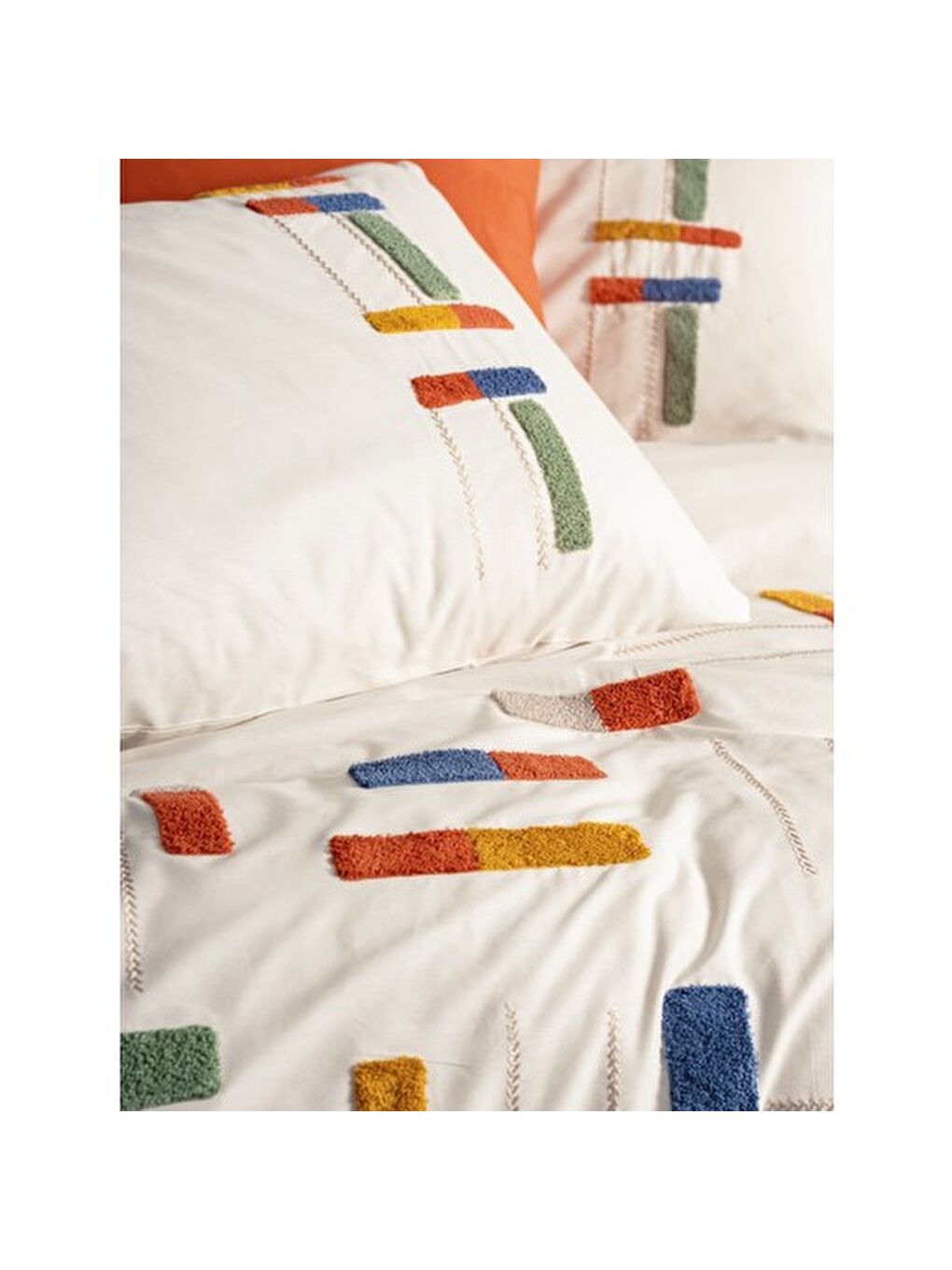 Karışık Pamuk Box Puff Nakışlı Çift Kişilik Nevresim Takımı Katy Tarcin-2