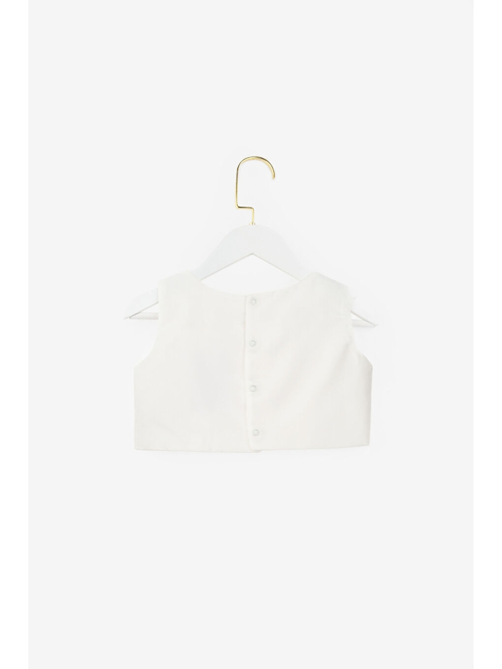 Ekru  Saten Kız Çocuk Crop Bluz-1