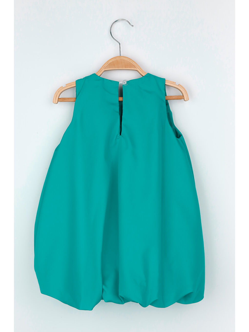 Yeşil Fiyonk Detaylı Kız Çocuk Balon Elbise-3