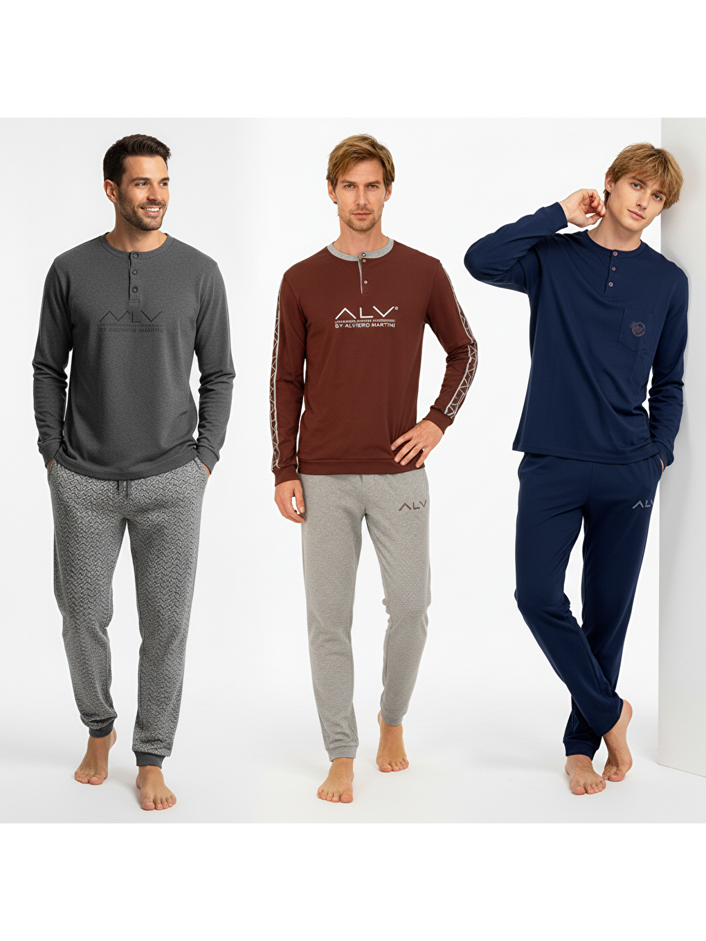 Karışık Erkek Pamuklu Bohçalık Ve Çeyizlik 3 Adet 2'li Pijama Takımı Bb2233