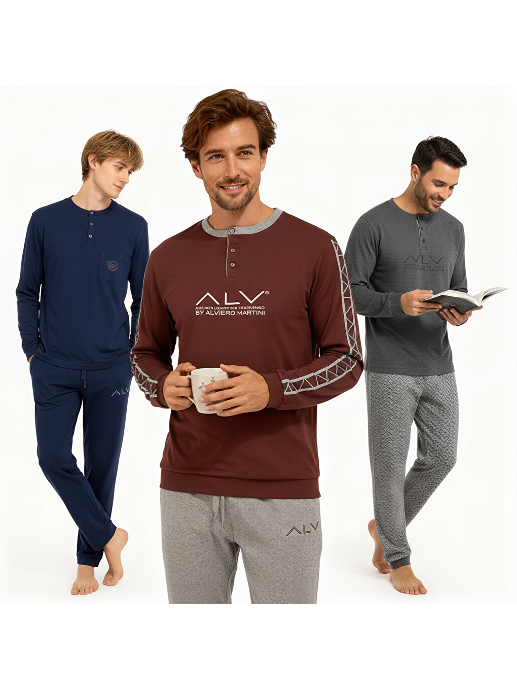Karışık Erkek Pamuklu Bohçalık Ve Çeyizlik 3 Adet 2'li Pijama Takımı Bb2233-1