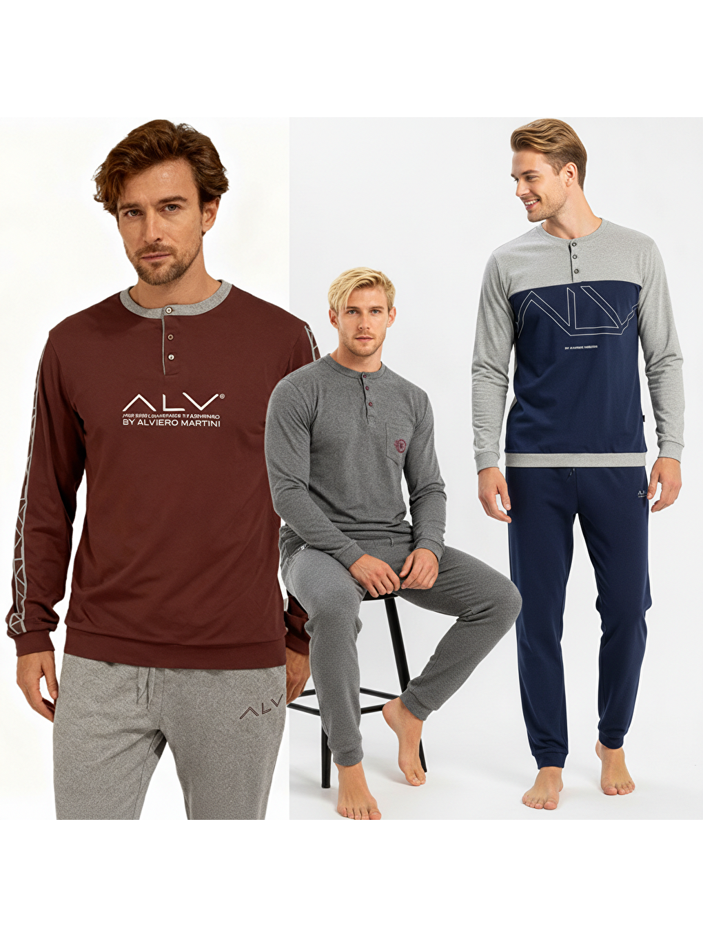 Karışık Erkek Pamuklu Bohçalık Ve Çeyizlik 3 Adet 2'li Pijama Takımı Bb2234-1