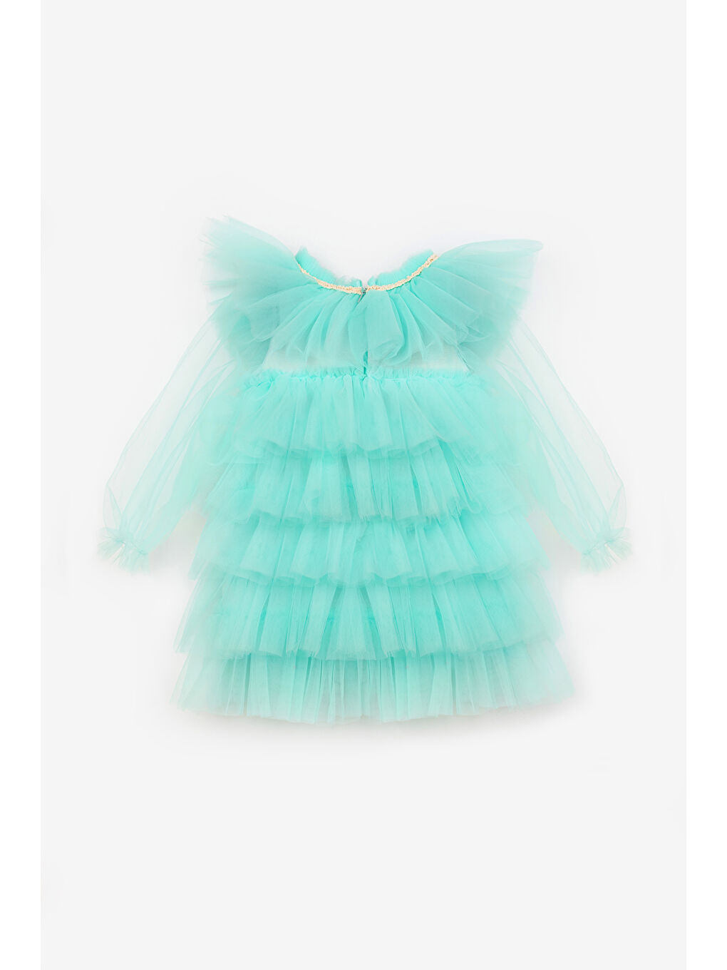 Yeşil Mint Kat Kat Kız Çocuk Tül Elbise - Laura-5