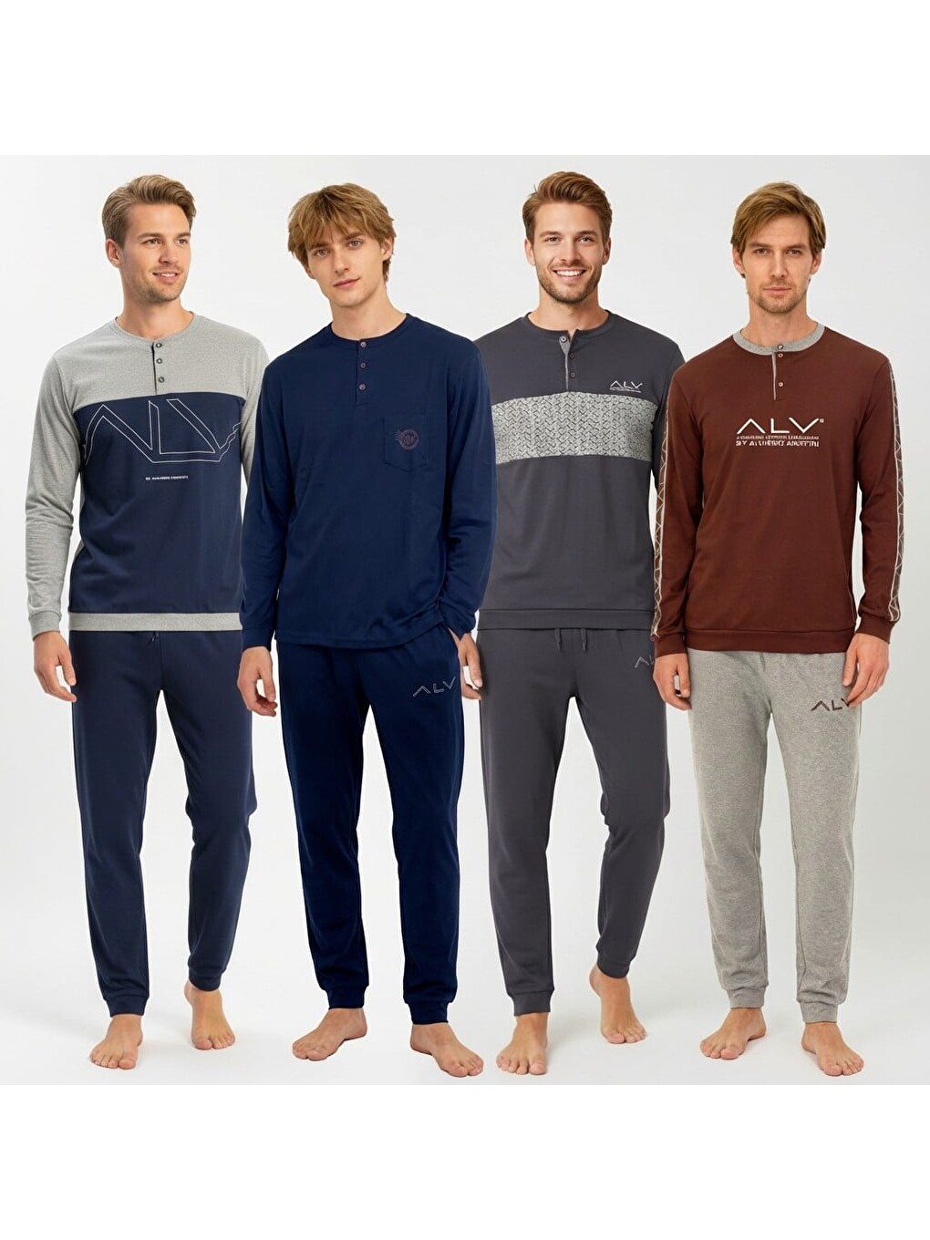 Karışık Erkek Pamuklu Bohçalık Ve Çeyizlik 4 Adet 2'li Pijama Takımı Bb2241-1