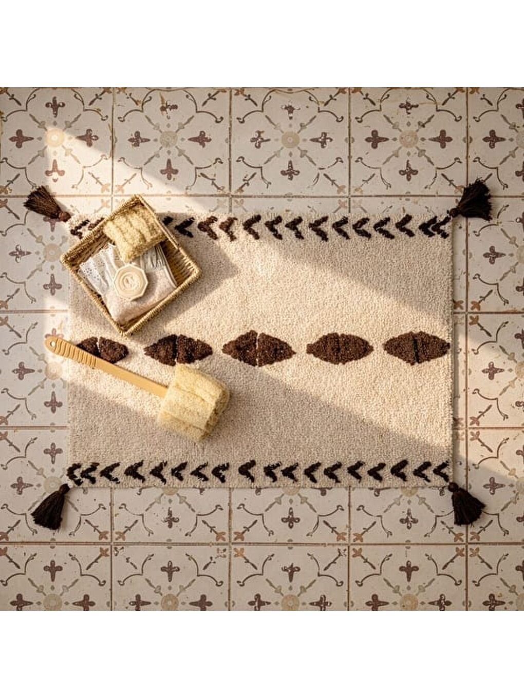 Soft Tufting Thek Banyo Paspası - Ekru - 60x90 cm