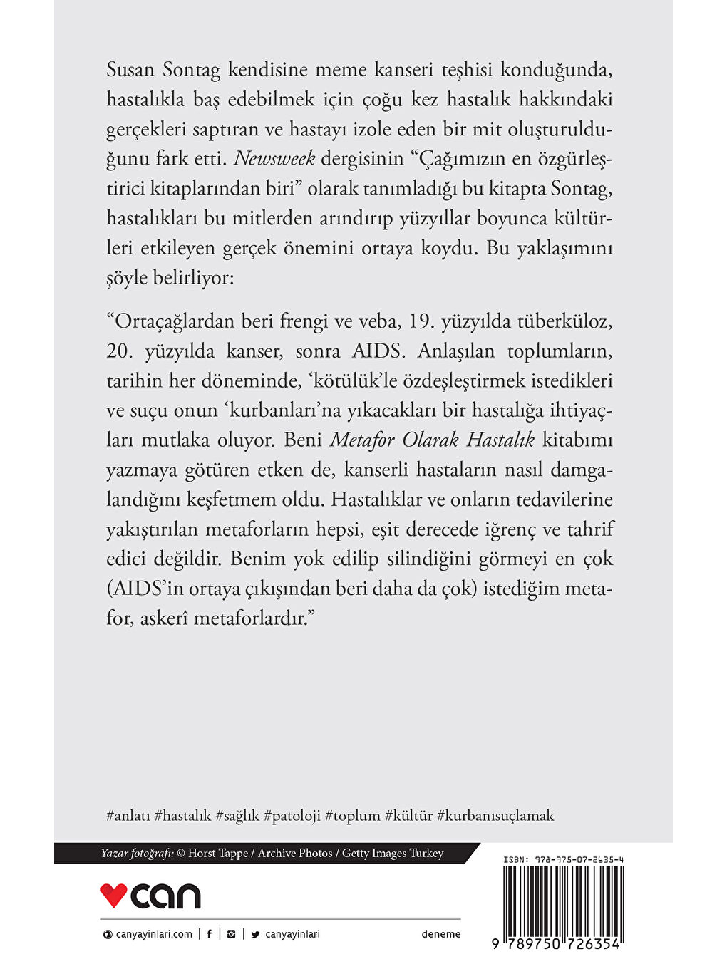 Can Yayınları Renksiz Metafor Olarak Hastalık - AIDS ve Metaforları - 2