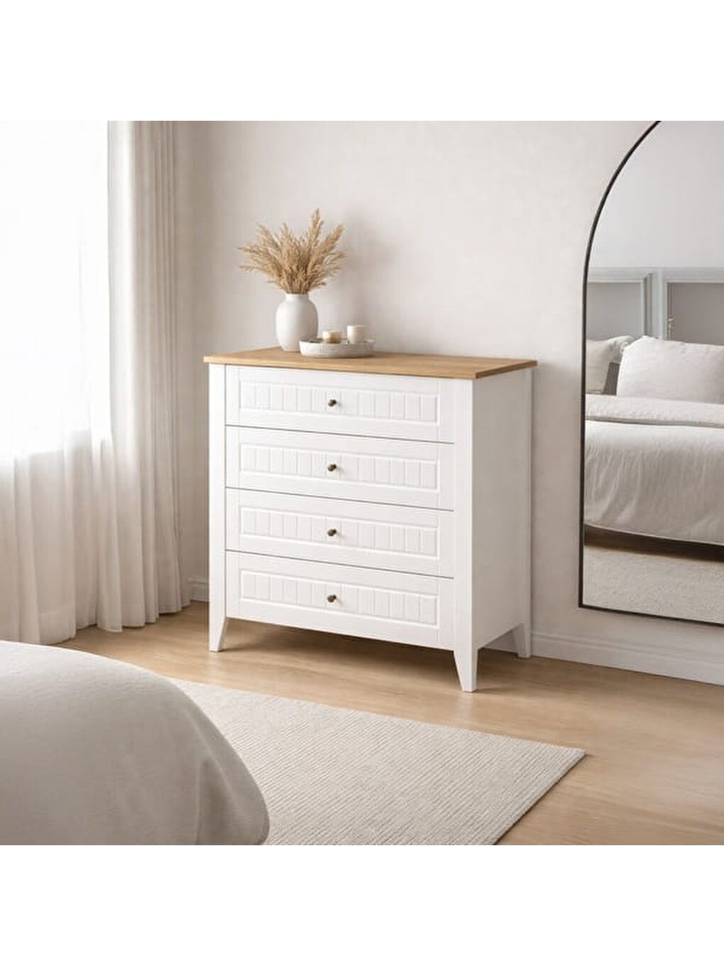 Mona Şifonyer - Beyaz / Sepet