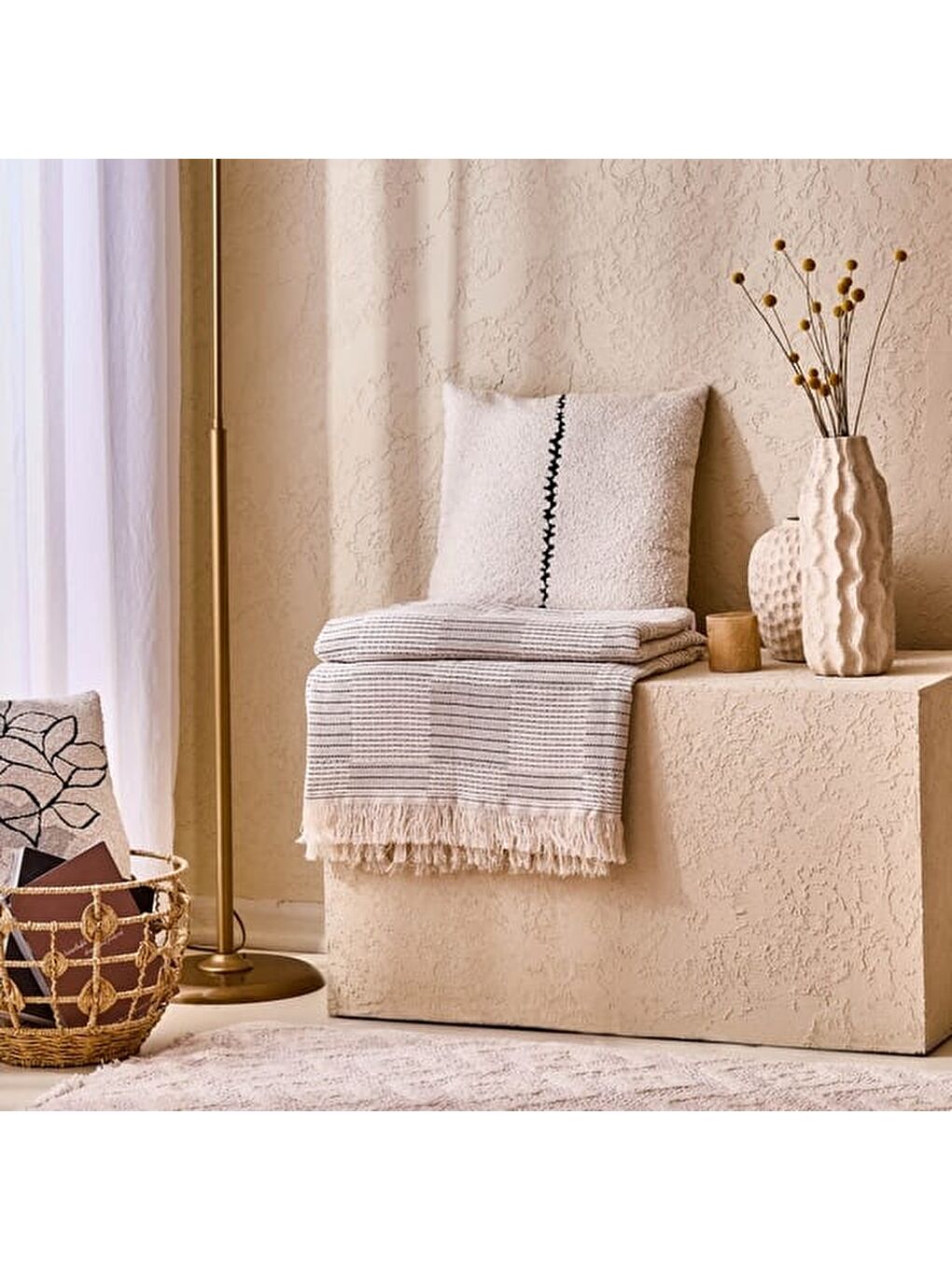 Soft Nemo Koltuk Şalı - Ekru / Bej - 180x220 cm-5