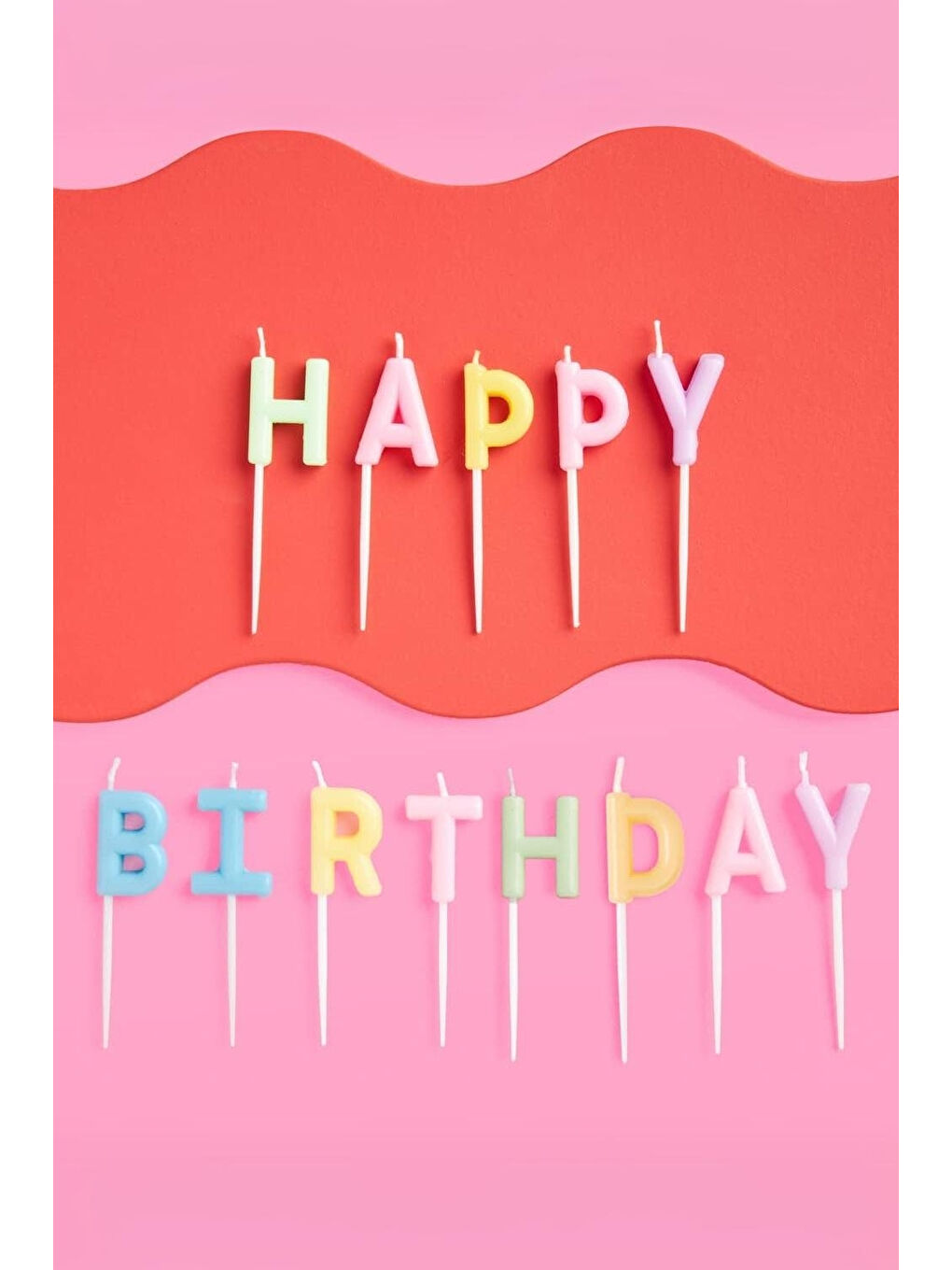 Karışık Çok Renkli Makaron Happy Birthday Harf Mum Set-1