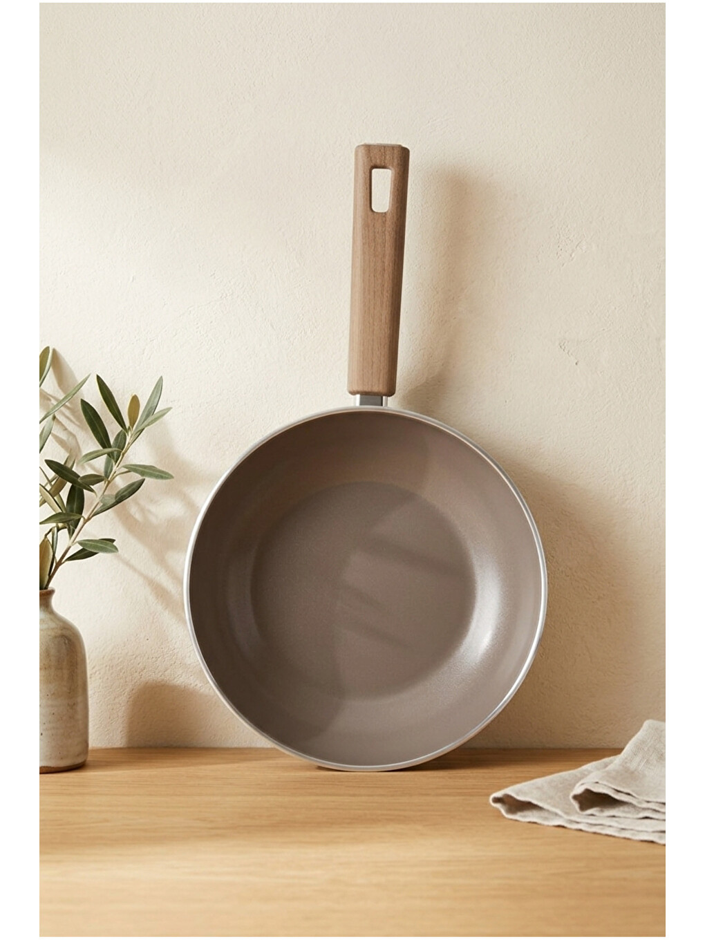 Natura Seramik Wok Tava Kahverengi 24cm-3