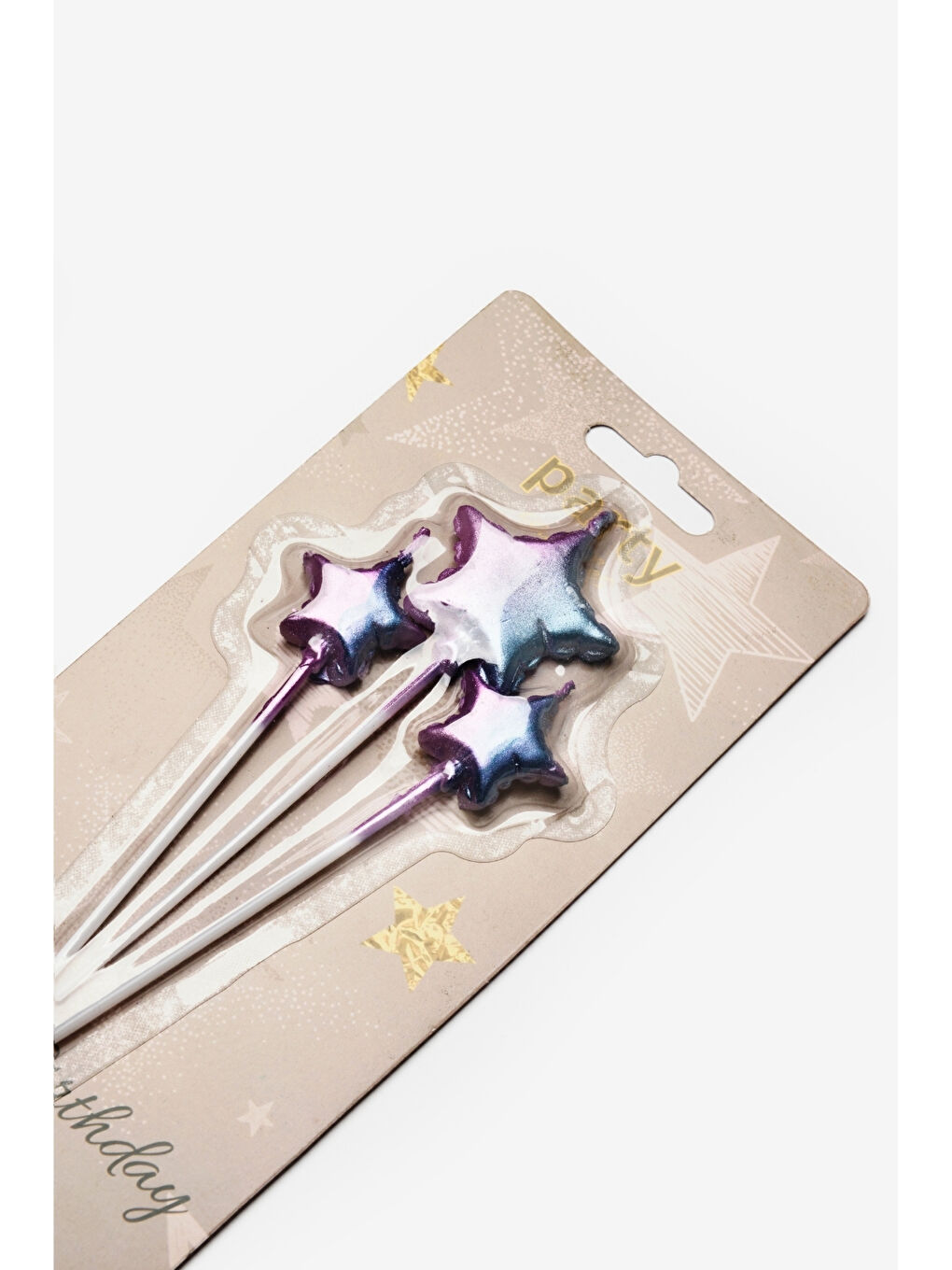 Lila 3'Lü Yıldız Mum-1