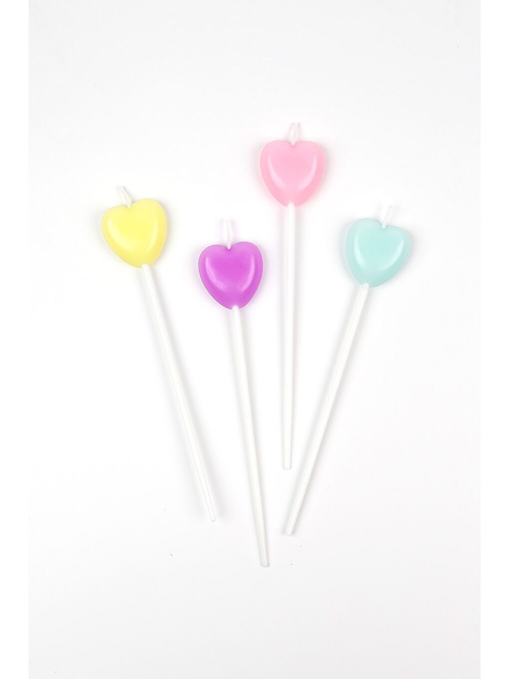 Karışık Çok Renkli 4'lü Kalp Mum-1