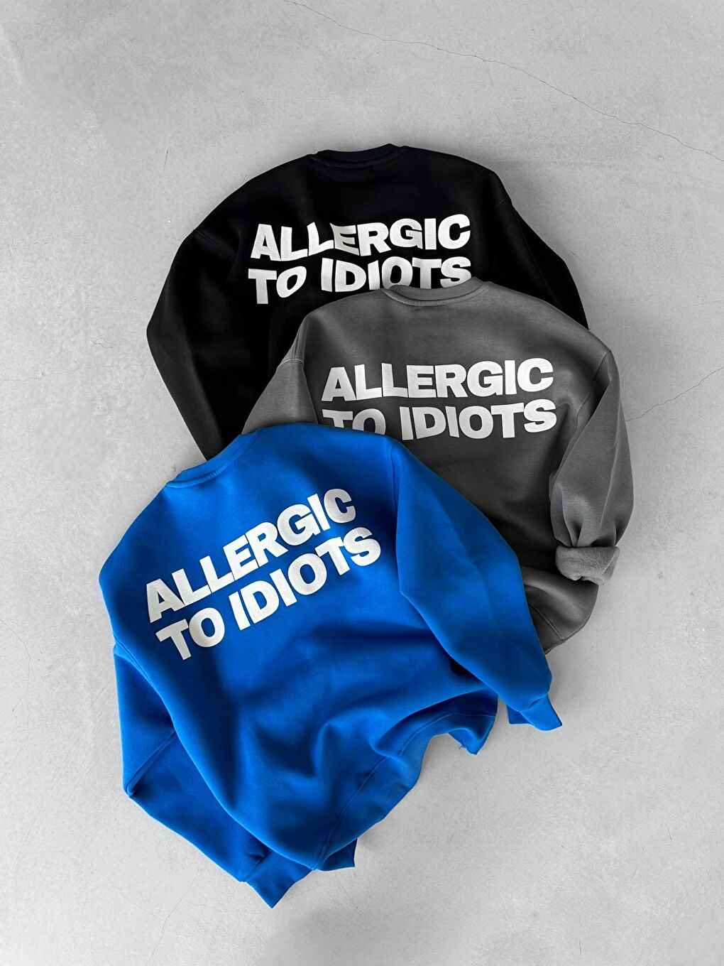 Erkek Oversize Baskılı Yuvarlak Yakalı Uzun Kollu Sweatshirt Beyaz-4