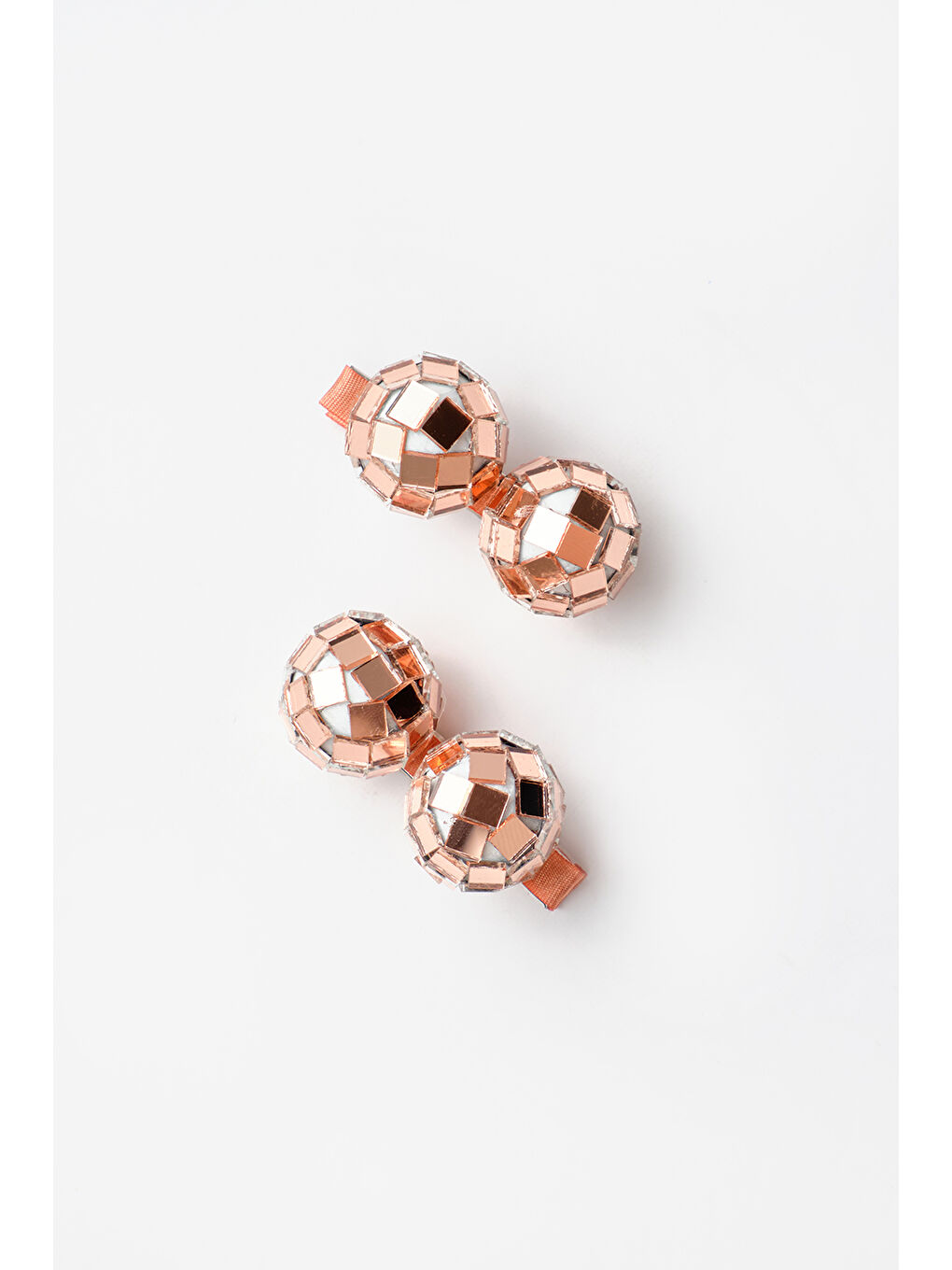 Pembe Rose Disko Topu Figürlü Kız Çocuk 2'li Toka Set-1