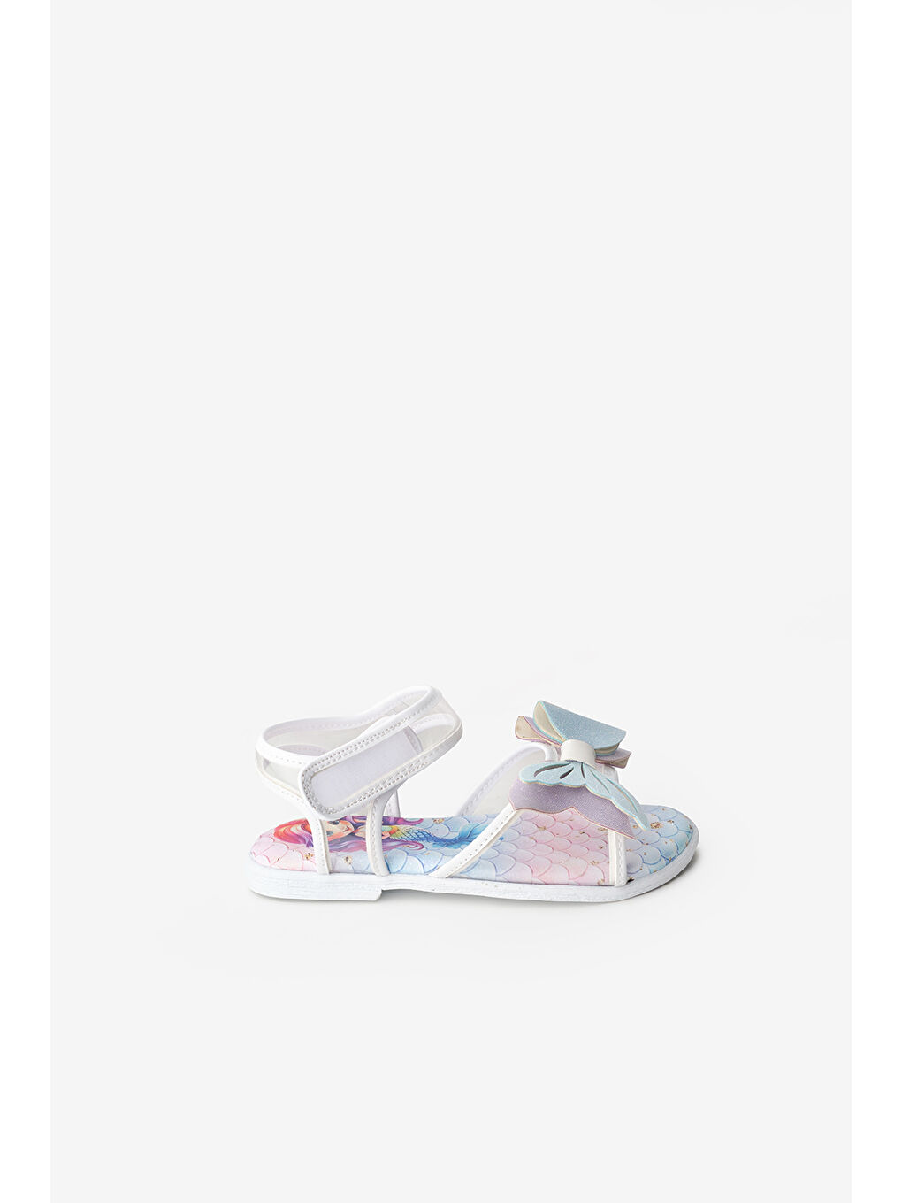 Beyaz Deniz Kızı Fiyonklu Şeffaf Kız Çocuk Sandalet-1