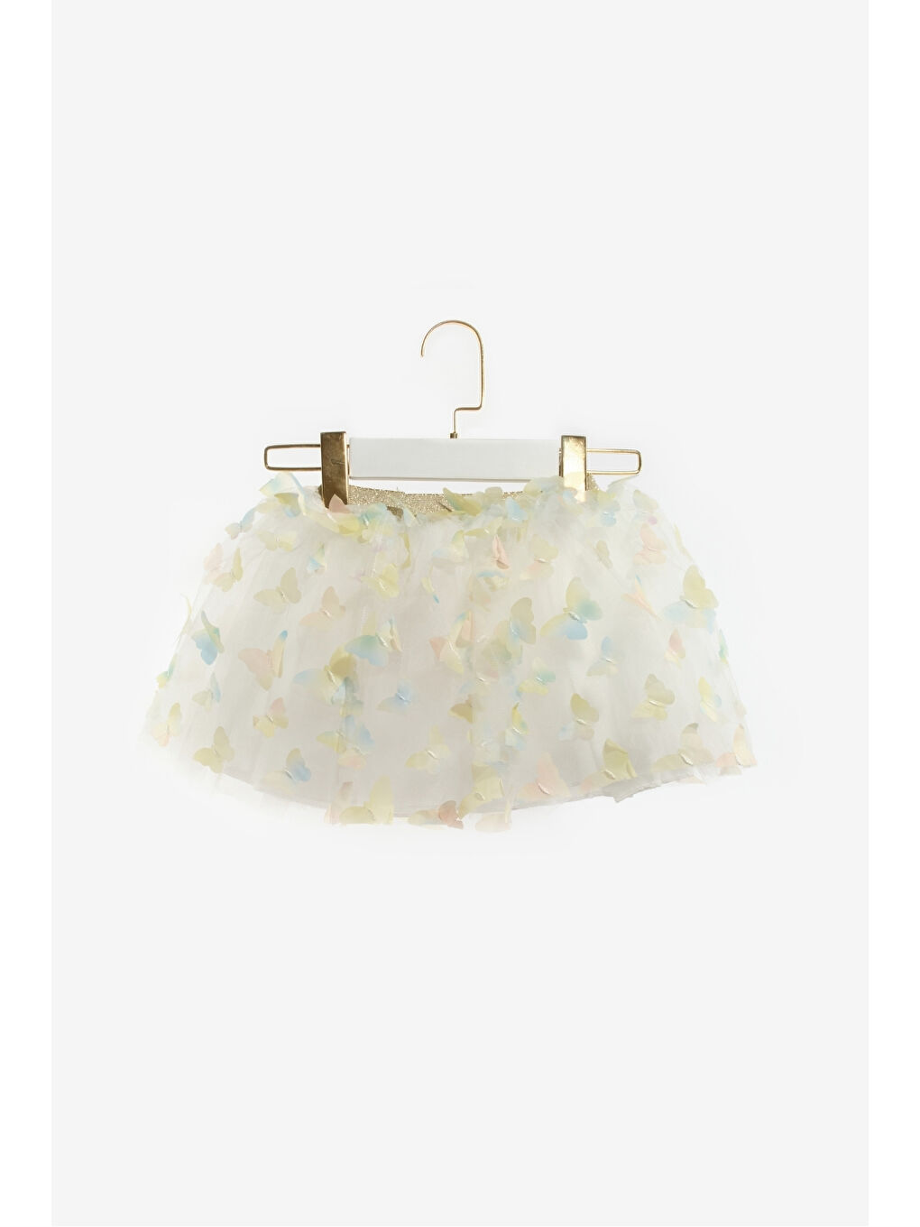 Sarı Kelebek Aplikeli Kız Çocuk Tül Etek - Pauline-1