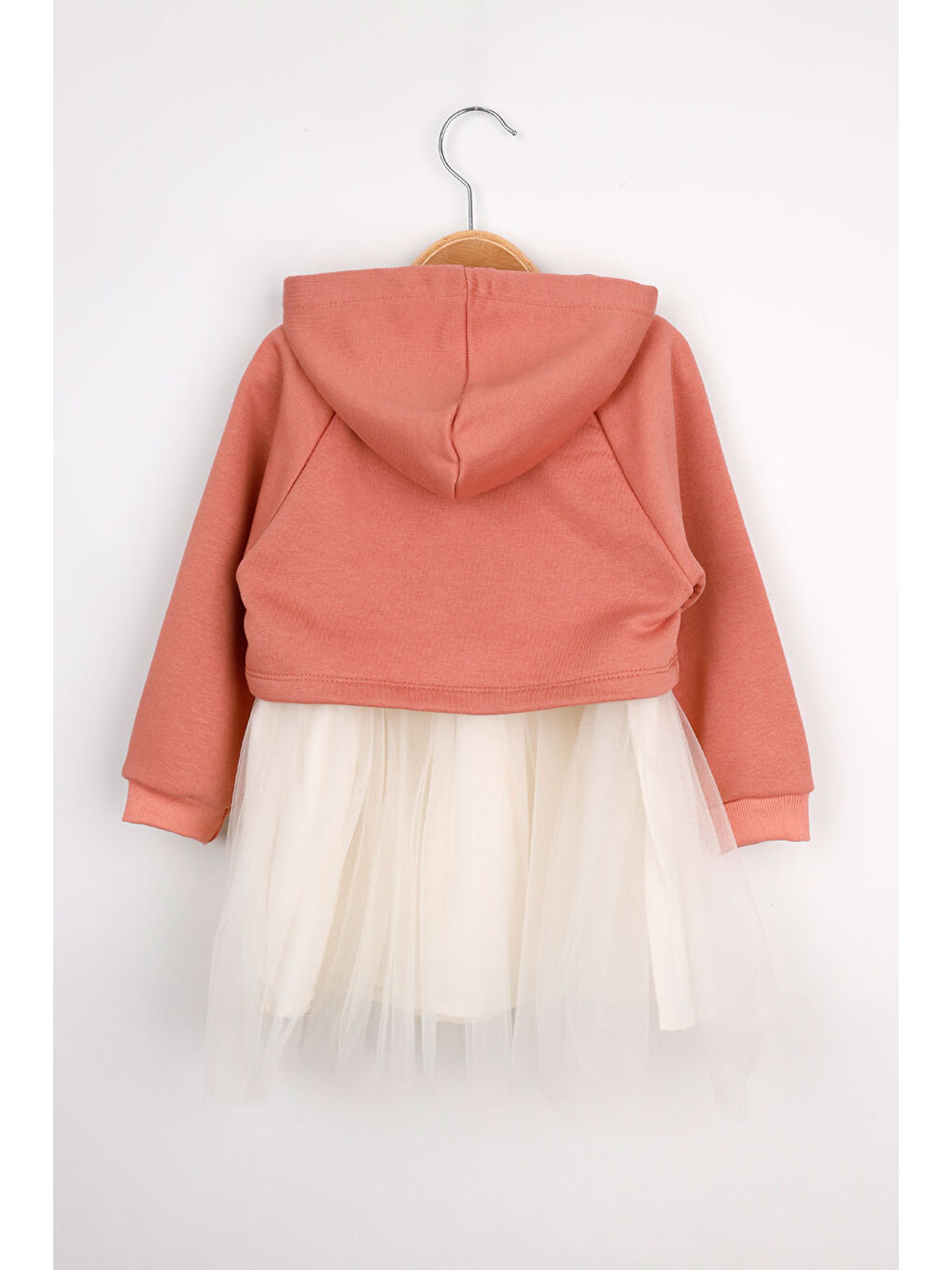 Kahverengi Kiremit Papatya Desenli Kapüşonlu Sweat Elbise Takım - Fleur-3