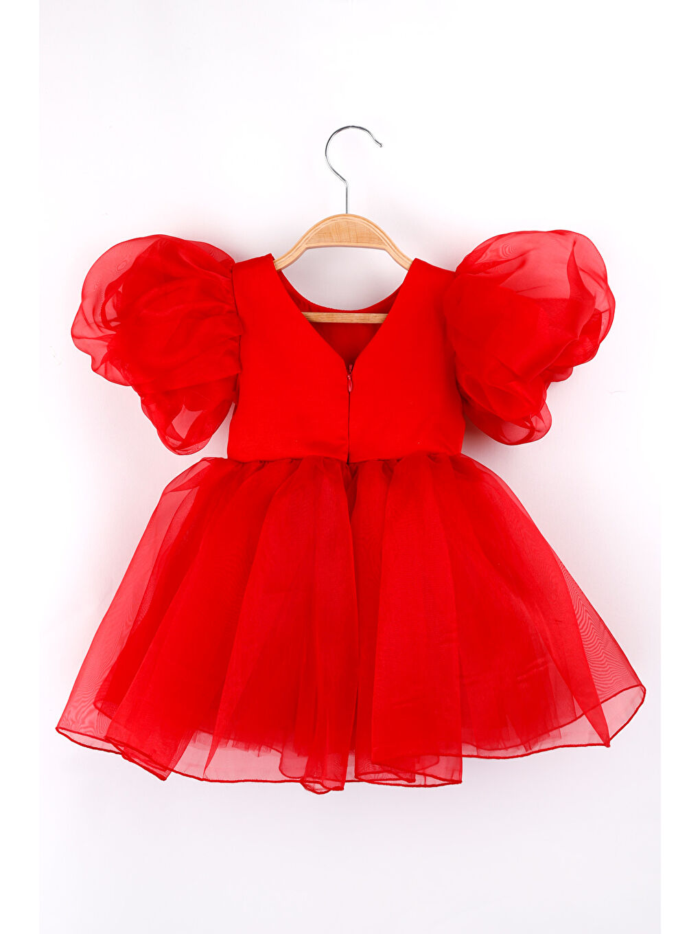 Kırmızı Taçlı Organze Kız Çocuk Parti Elbisesi - Carlene-3