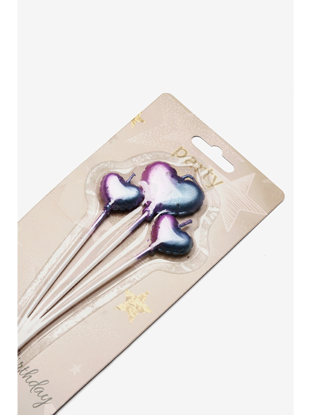 Lila 3'Lü Kalp Mum-1