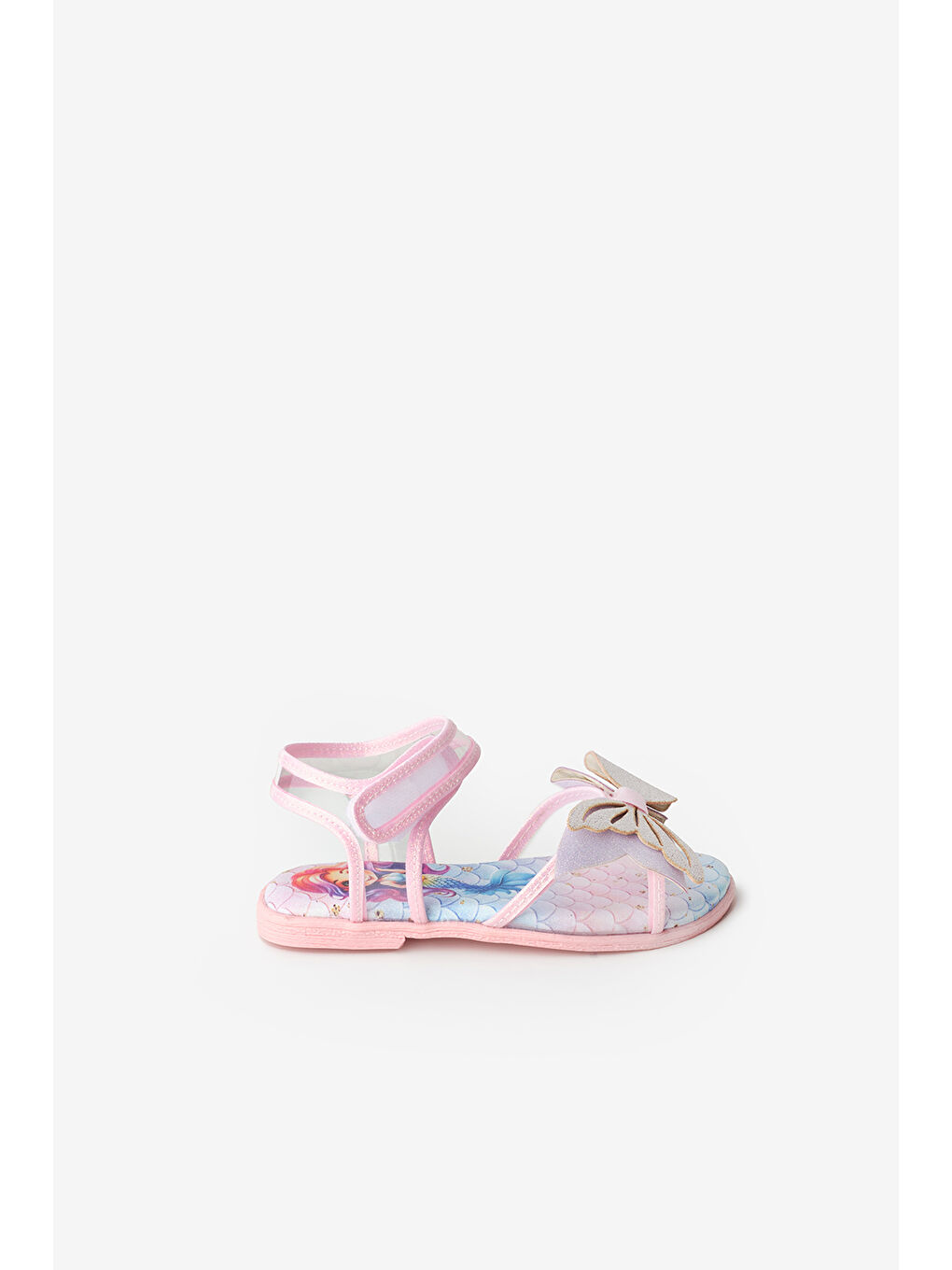 Pembe Deniz Kızı Fiyonklu Şeffaf Kız Çocuk Sandalet-1