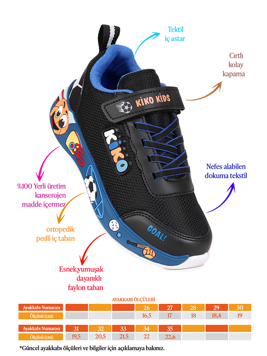Siyah Velcro Günlük Cırtlı Erkek Çocuk Spor Ayakkabı-1