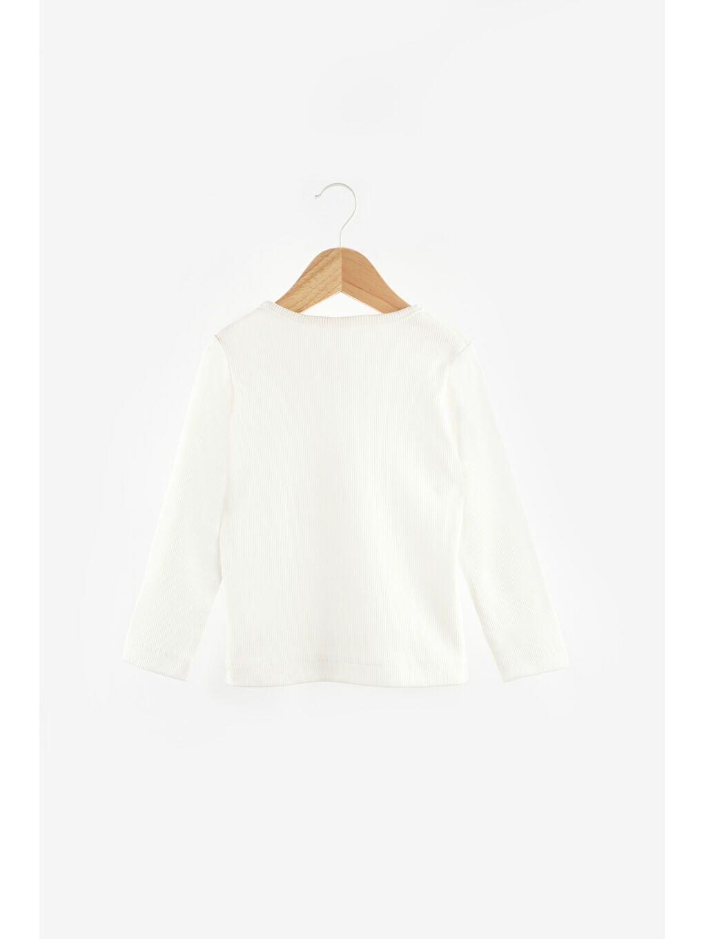 Ekru Kalp Nakışlı Fitilli Kız Çocuk Tişört-3