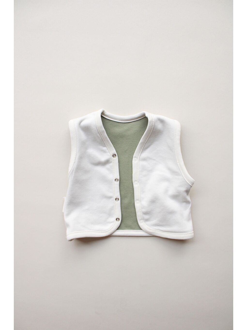 Haki Avokado Nakışlı Çift Taraflı Yelek-1