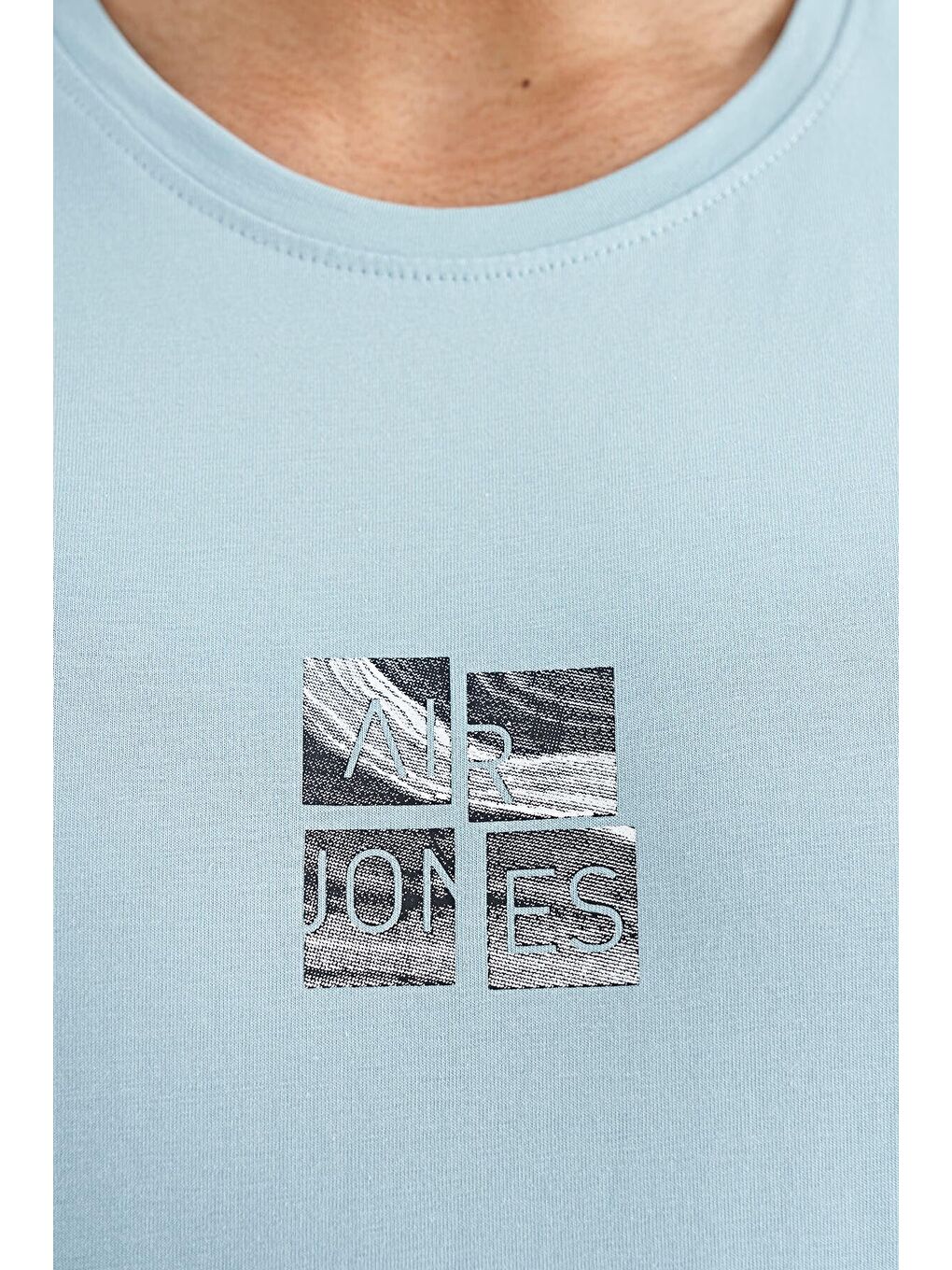 Miles Açık Mavi Baskılı Erkek Tişört - 88222-2