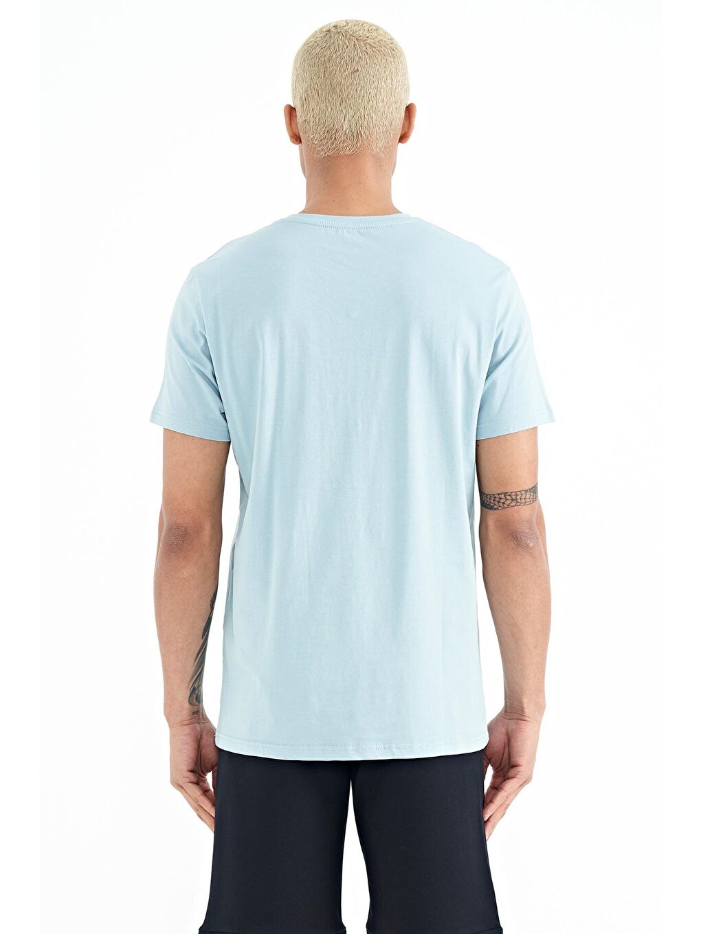 Miles Açık Mavi Baskılı Erkek Tişört - 88222-4