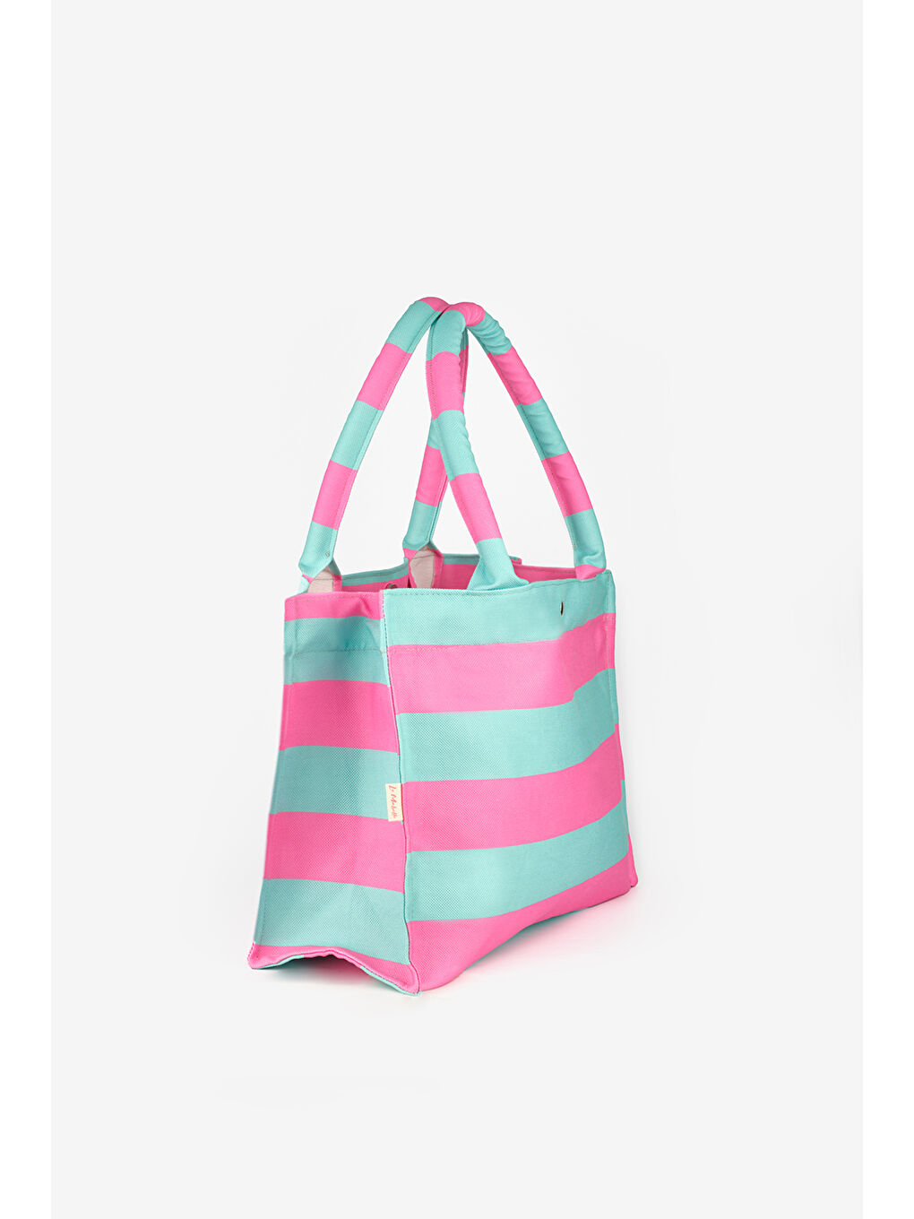 Yeşil Mint Çizgili Çocuk Plaj Çantası-1