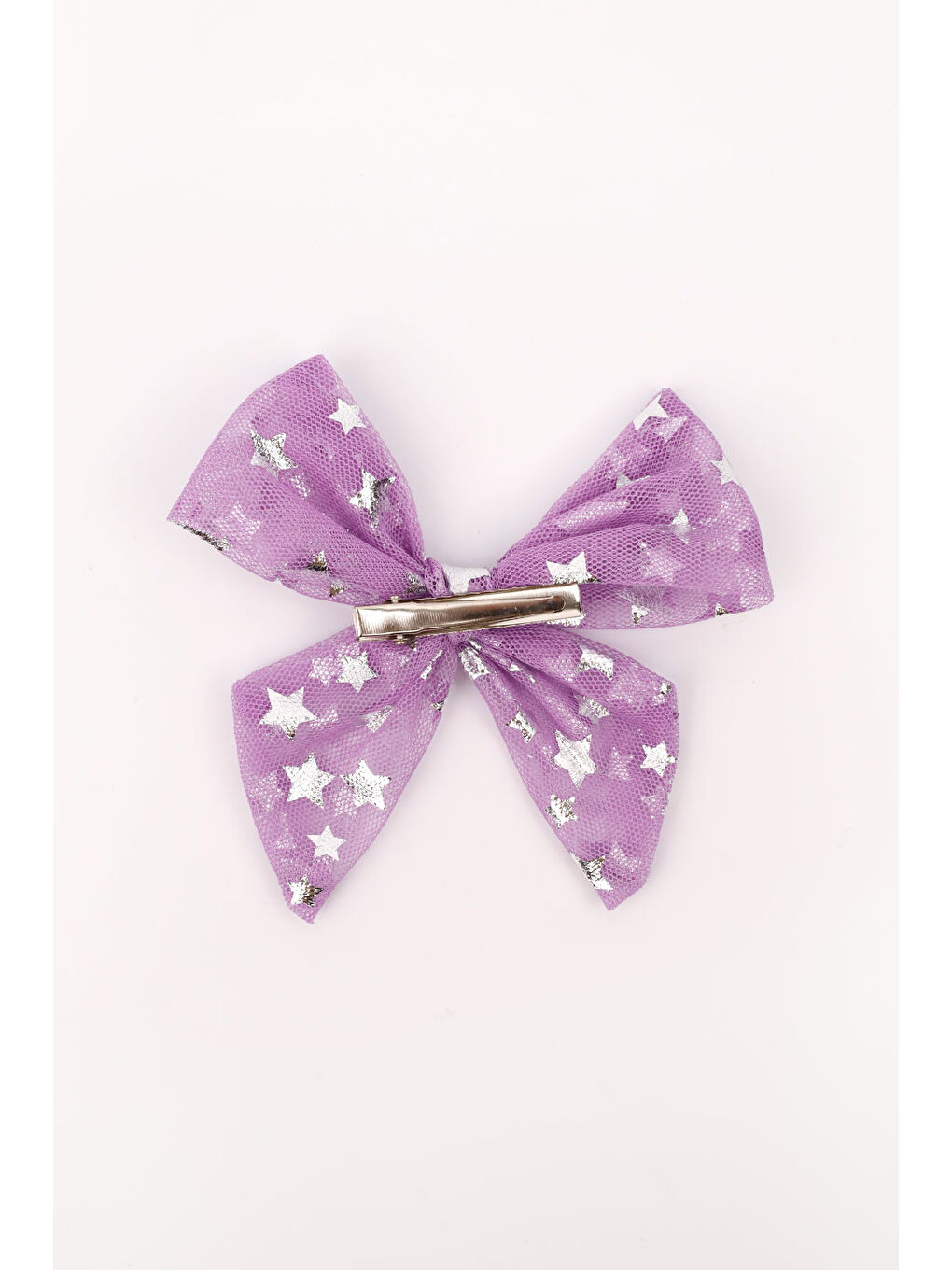 Lila Yıldız Baskılı Tül Kız Çocuk Klips Toka-3