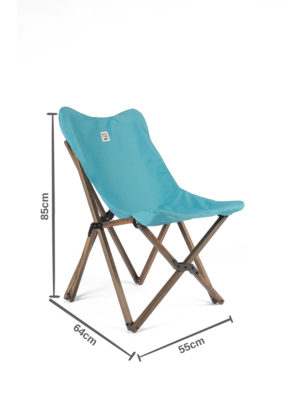 Bag The Joy Turkuaz Antrasit İskelet – Turkuaz Kılıf Ahşap Katlanır Kamp & Bahçe Sandalyesi - 2