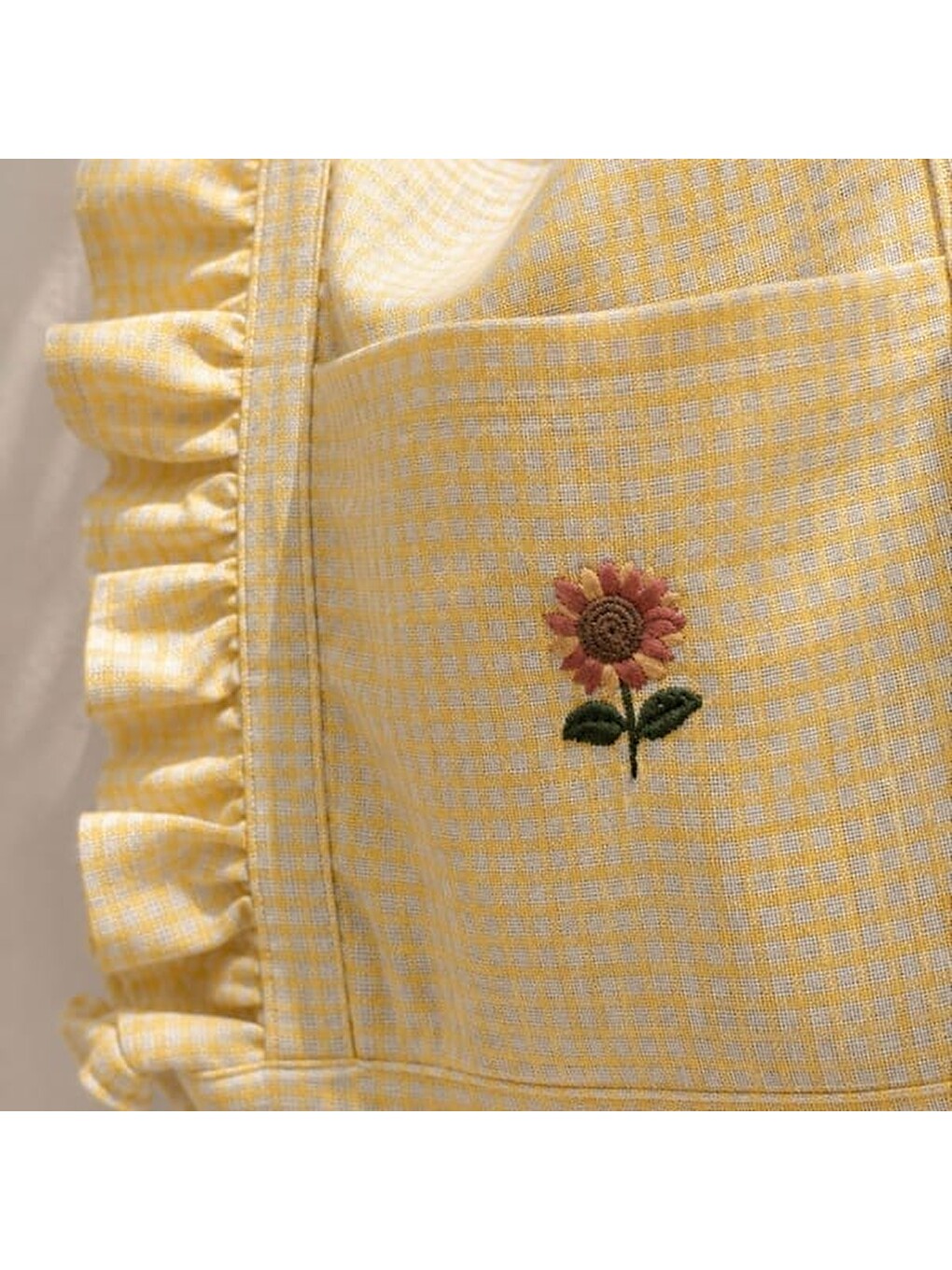 Soft Nakışlı Çanta - Sarı / Ekru - 35x40 Cm-4
