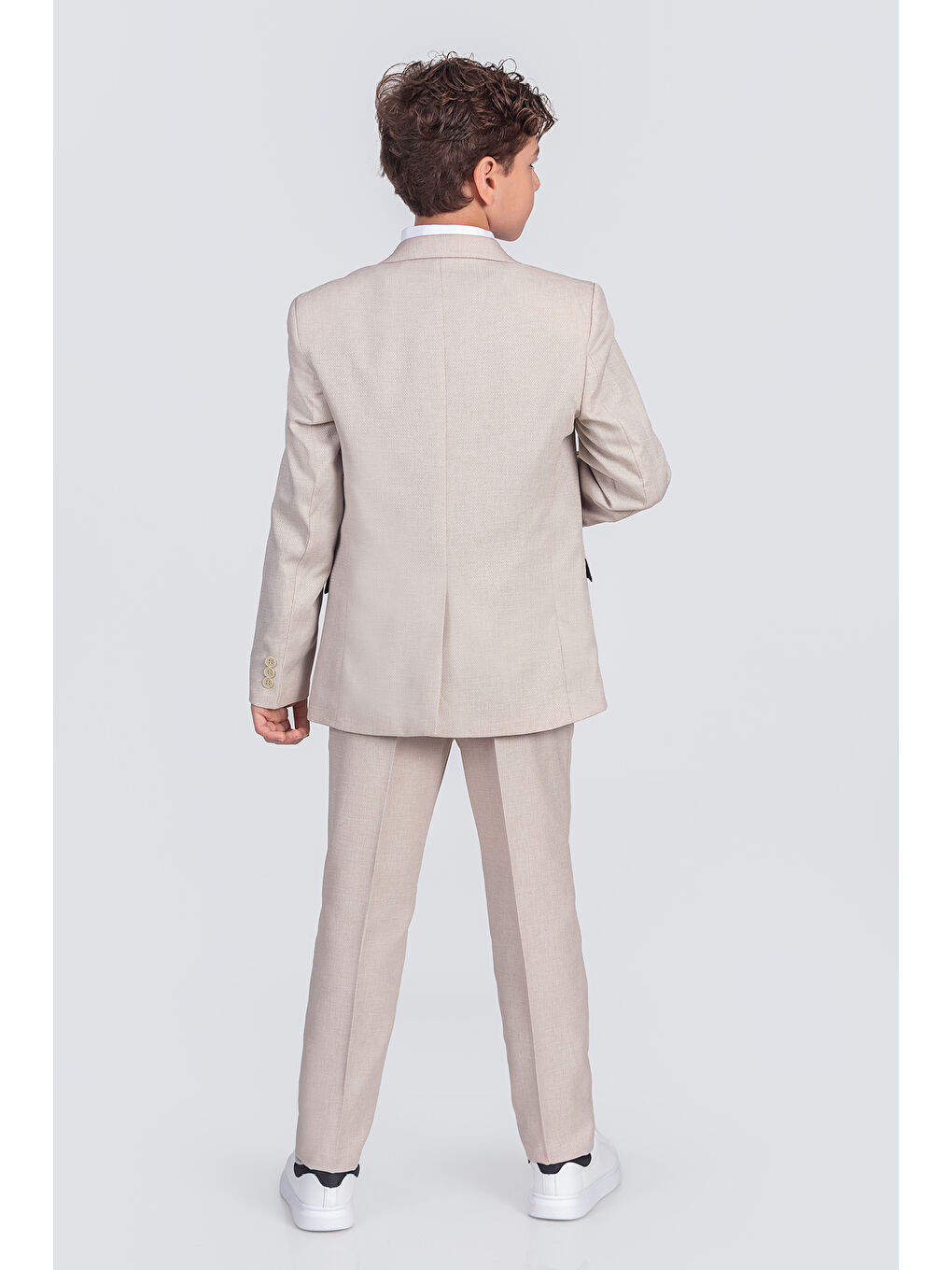 Bej Erkek Çocuk Ceket Gömlek Pantolon Papyon Yelekli Takım Elbise TE.4000YY-8