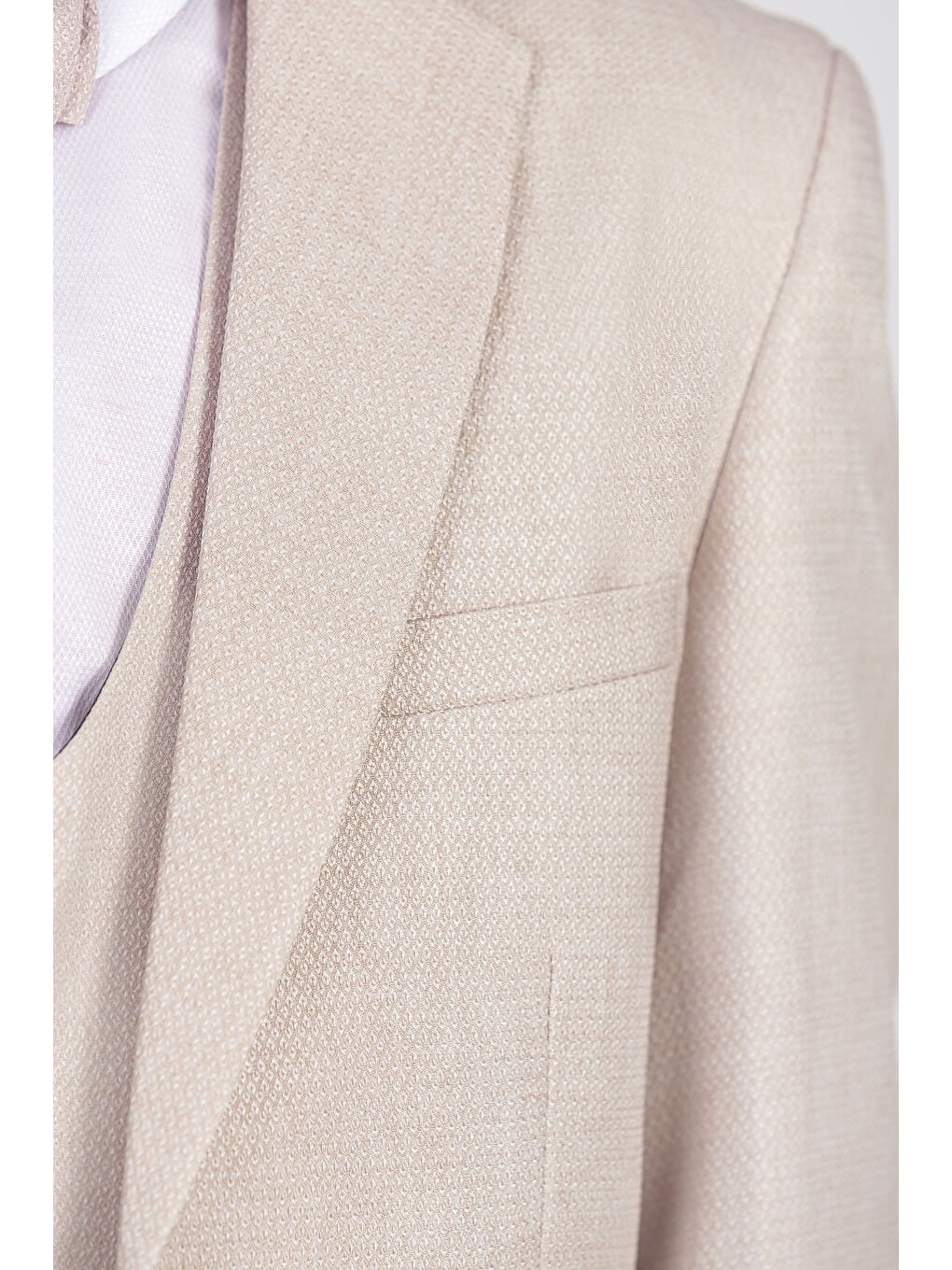 Bej Erkek Çocuk Ceket Gömlek Pantolon Papyon Yelekli Takım Elbise TE.4000YY-1