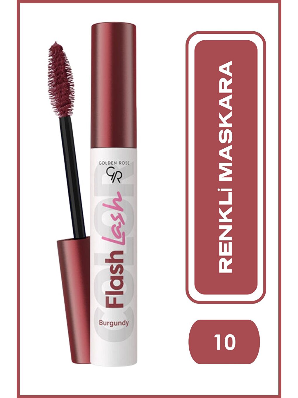 Suya Dayanıklı Förmüllü, Hacim Veren Flash Lash Renkli Maskara - 10 Burgundy