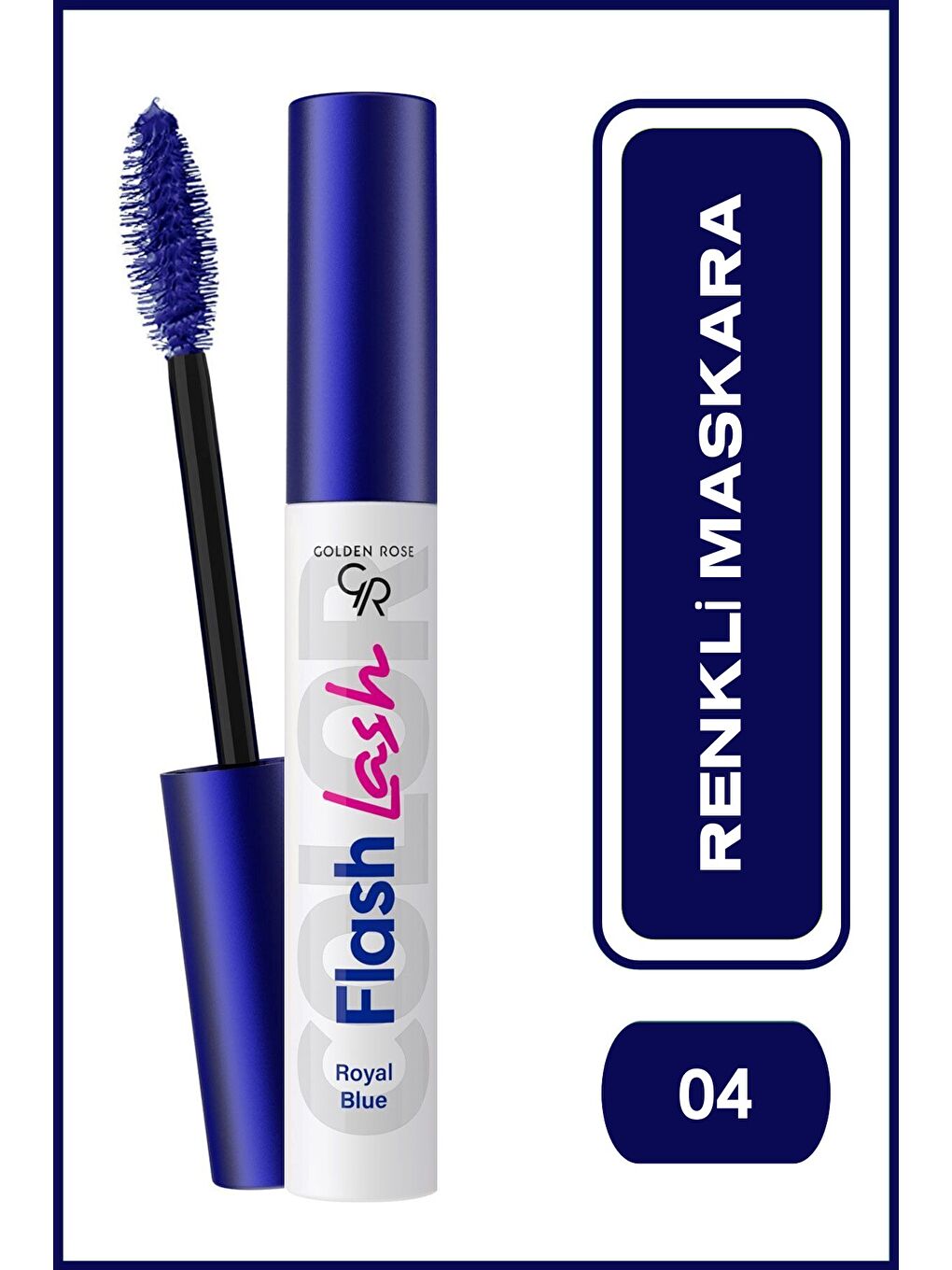 Suya Dayanıklı,Hacim Veren Flash Lash Renkli Maskara - No:04 Royal Blue