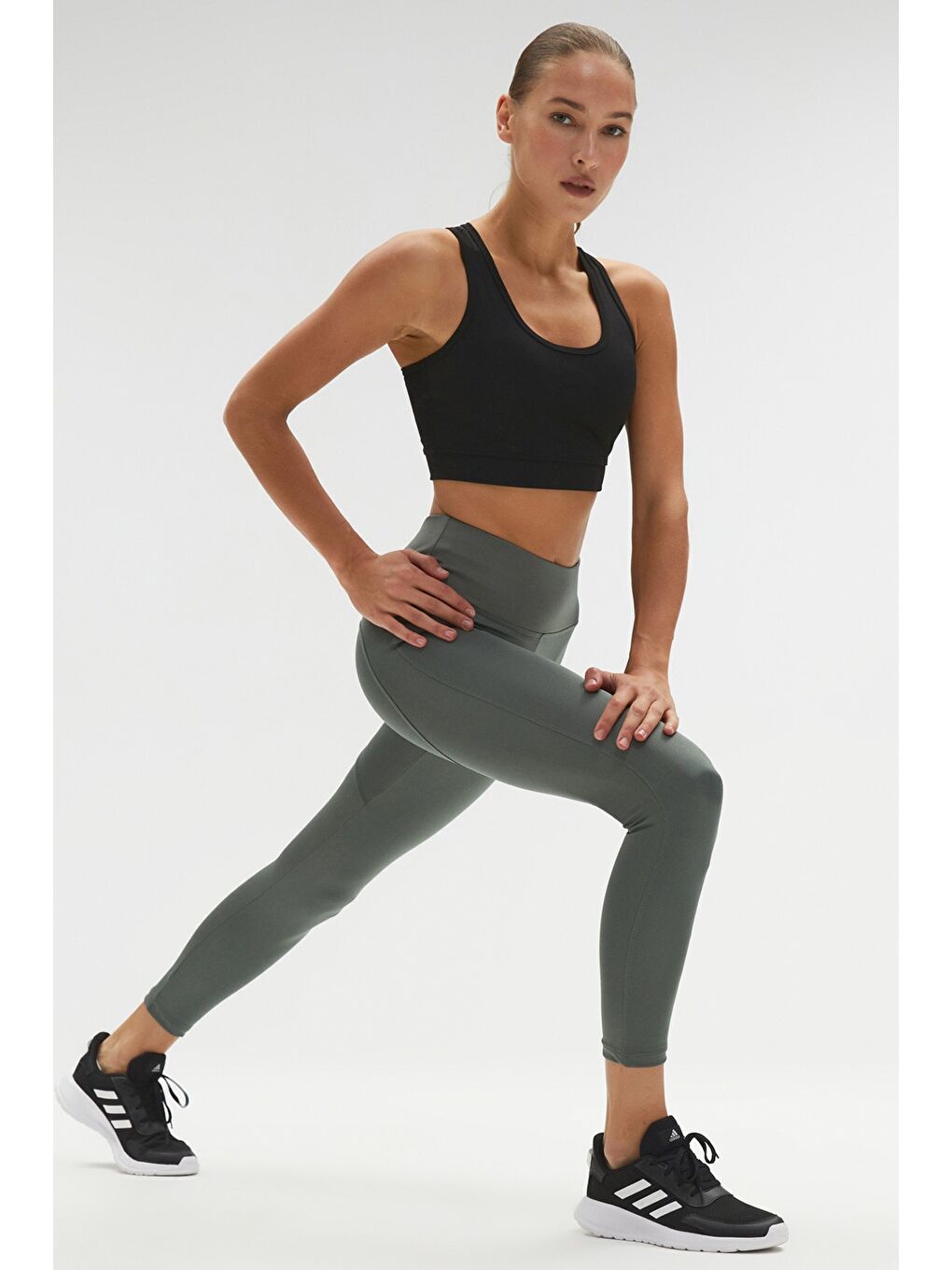 Haki Push-Up Özellikli Spor Tayt-1