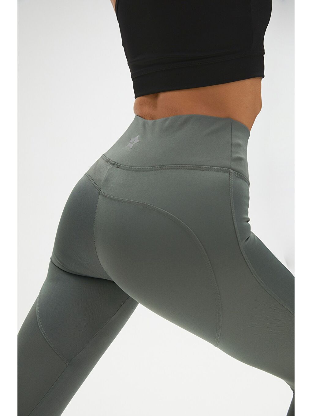 Haki Push-Up Özellikli Spor Tayt-3